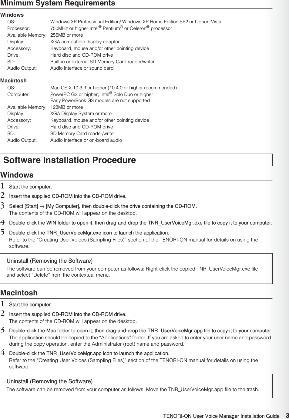 Page 3 of 4 - Yamaha Tnr-w TENORI-ON User Voice Manager Installation Guide Tnrw En Ig A0