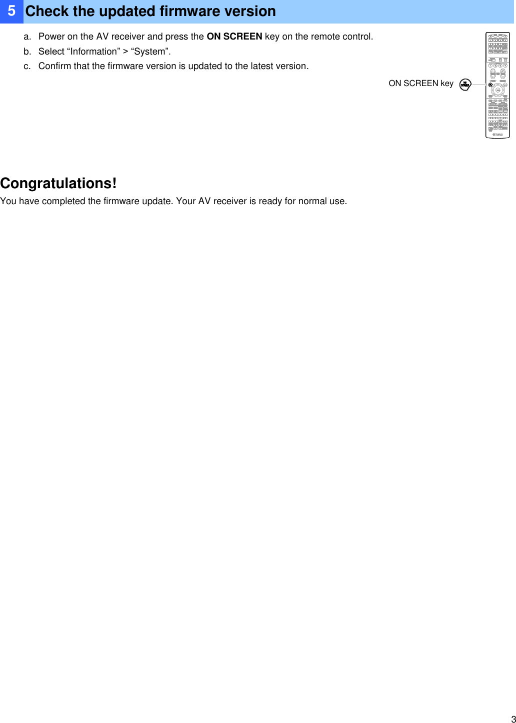 Page 3 of 6 - Yamaha Choose From The Following 2 Methods To Update La Firmware RX-V1081/RX-V2081/RX-V3081/RX-A1060/RX-A2060/RX-A3060 Installation Manual RX-A1060 A3060 E