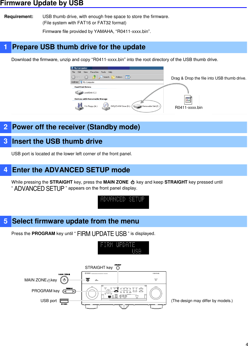 Page 4 of 6 - Yamaha Choose From The Following 2 Methods To Update La Firmware RX-V1081/RX-V2081/RX-V3081/RX-A1060/RX-A2060/RX-A3060 Installation Manual RX-A1060 A3060 E
