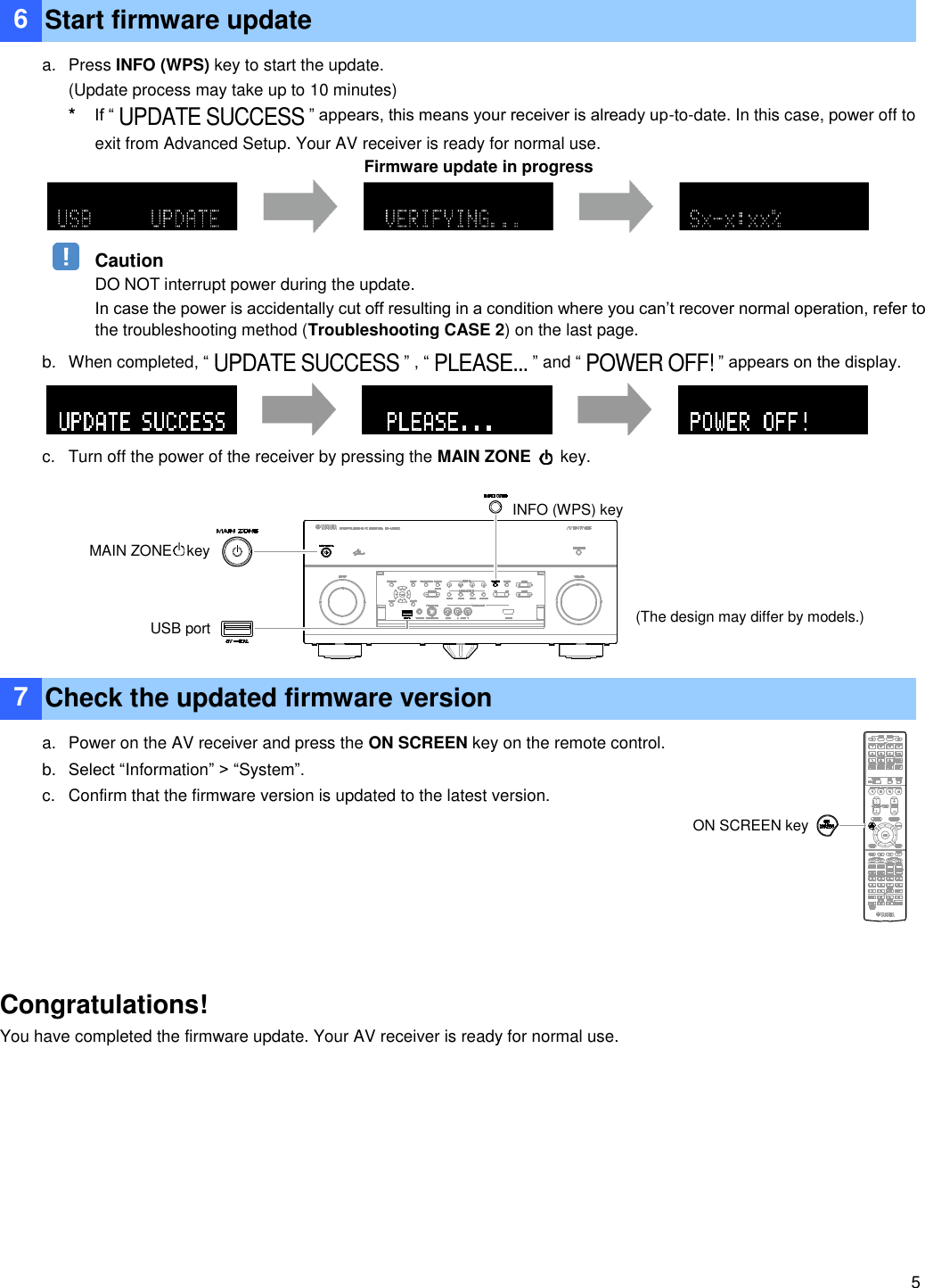 Page 5 of 6 - Yamaha Choose From The Following 2 Methods To Update La Firmware RX-V1081/RX-V2081/RX-V3081/RX-A1060/RX-A2060/RX-A3060 Installation Manual RX-A1060 A3060 E