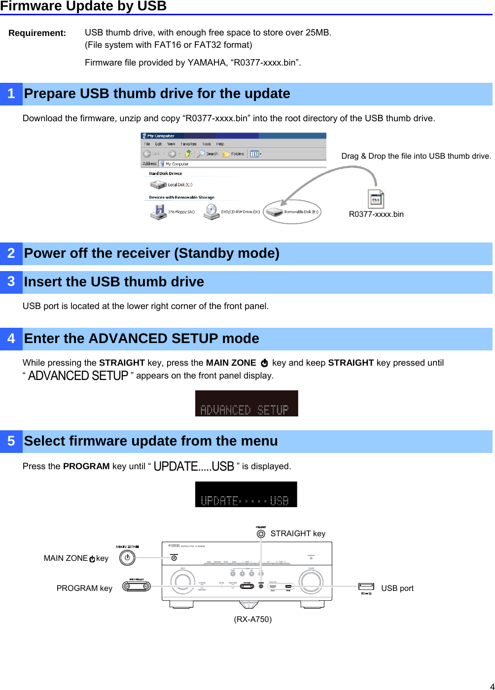 Page 4 of 6 - Yamaha - Update_RX-A750_A850 RX-A850 / RX-A750 RX-V779 RX-V679/ HTR-6068 TSR-7790 Firmware Update Installation Manual A850