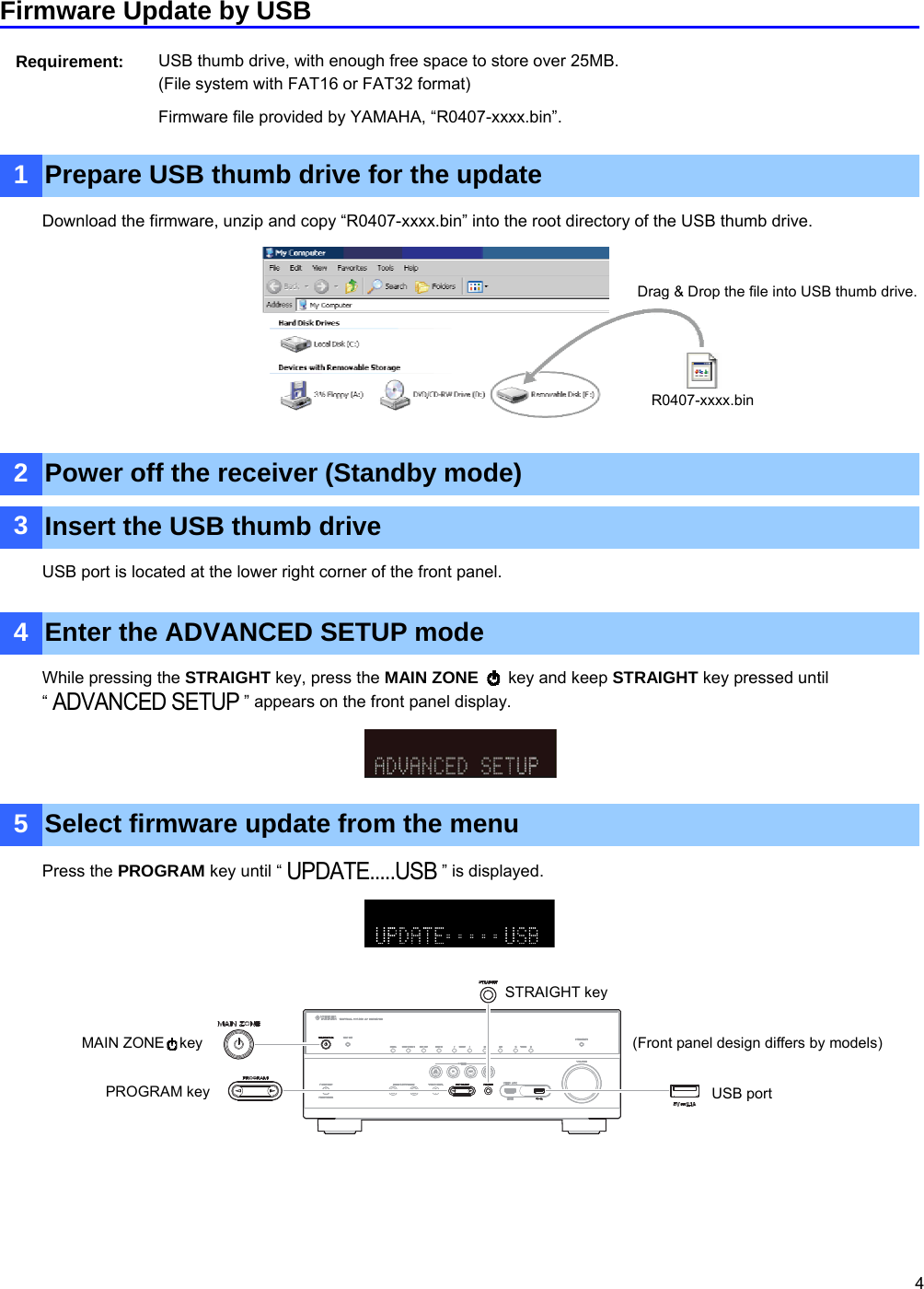 Page 4 of 6 - Yamaha - Update_RX-V681-A860_E RX-A860 / RX-A760 RX-V781 RX-V681 Firmware Update Installation Manual RX-V681-A860 E