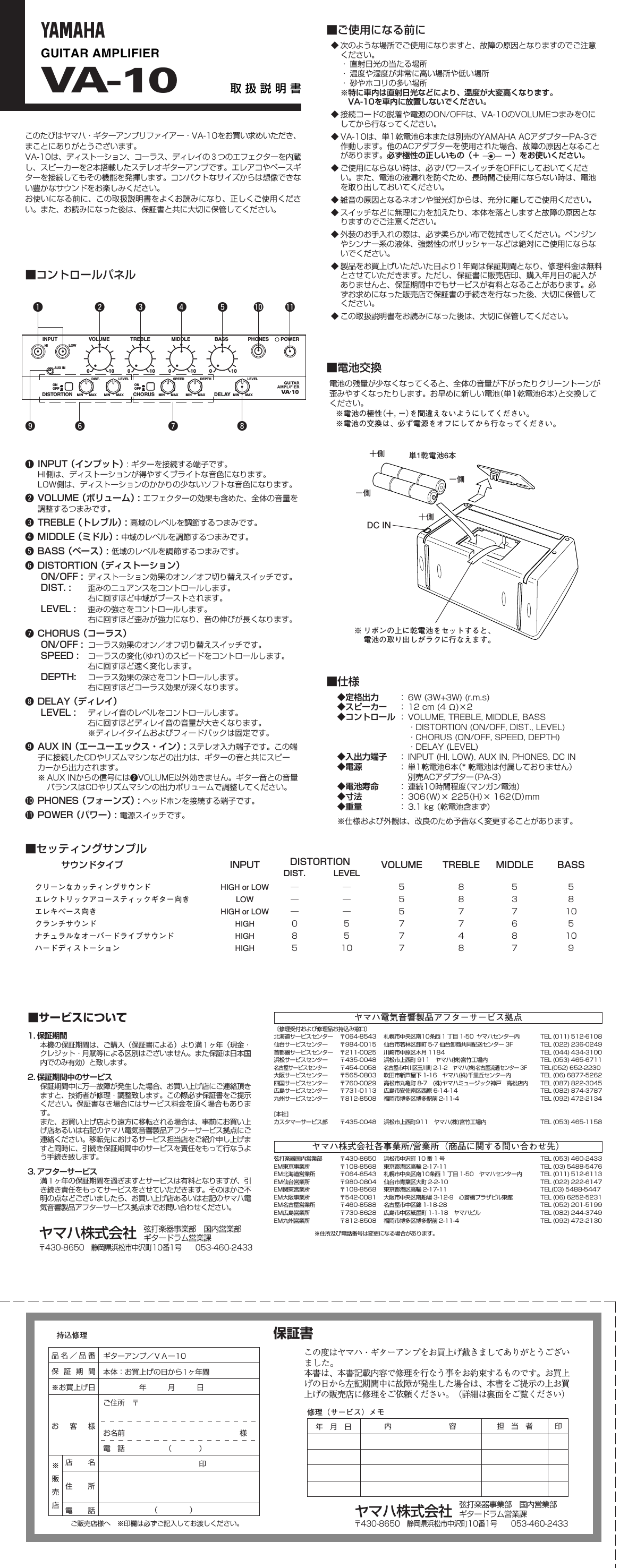 Page 1 of 4 - Yamaha  VA-10 Owner's Manual Va10 En