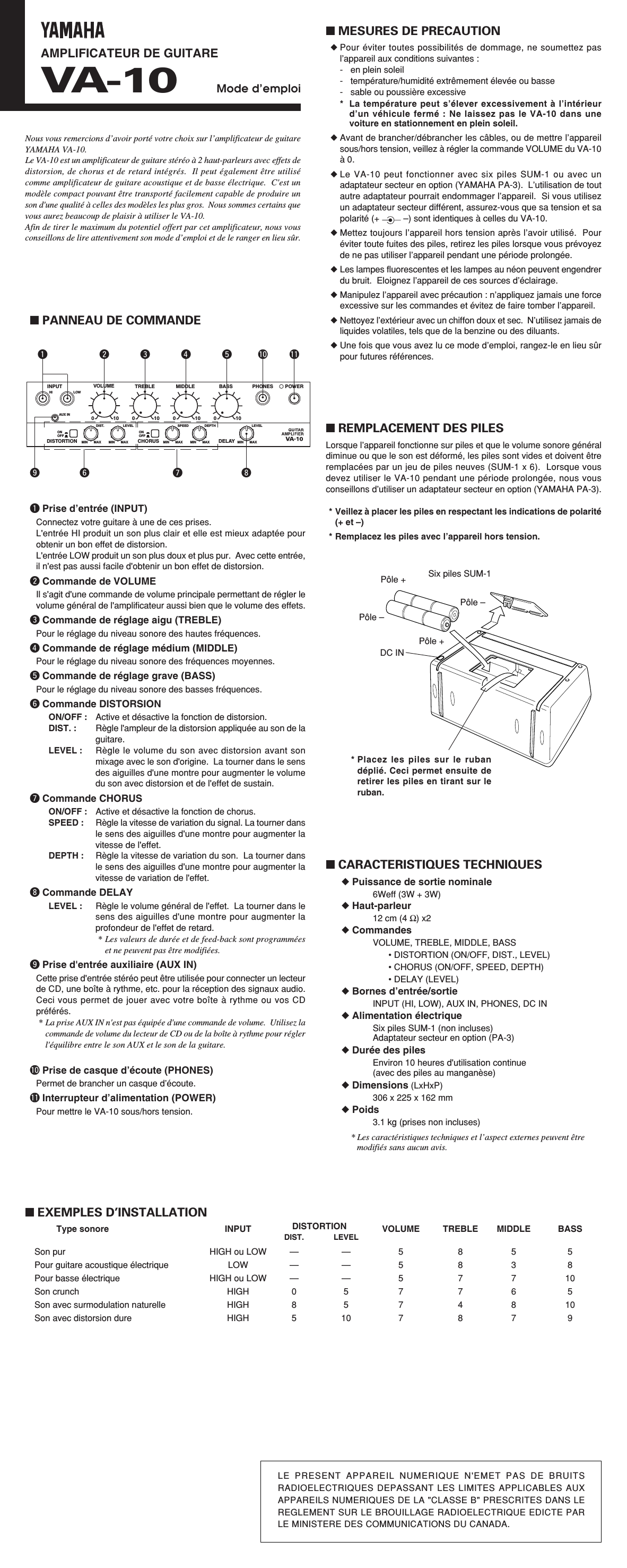 Page 3 of 4 - Yamaha  VA-10 Owner's Manual Va10 En