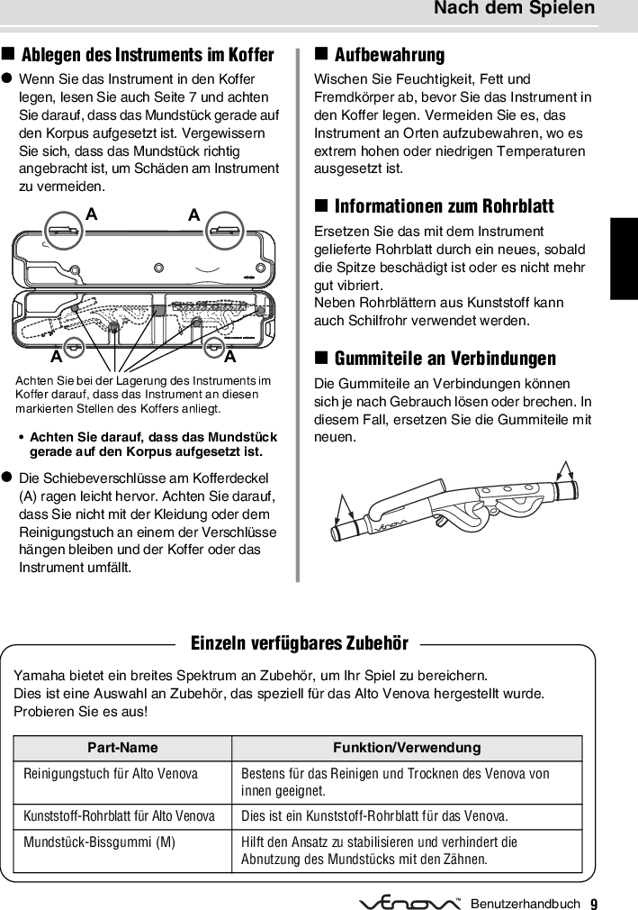 Page 10 of 10 - Yamaha Alto Venova YVS-120 Owner’s Manual Owner's De Om B0