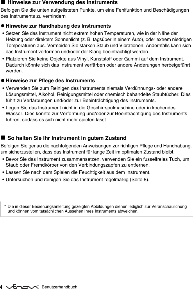 Page 4 of 10 - Yamaha Alto Venova YVS-120 Owner’s Manual Owner's De Om B0