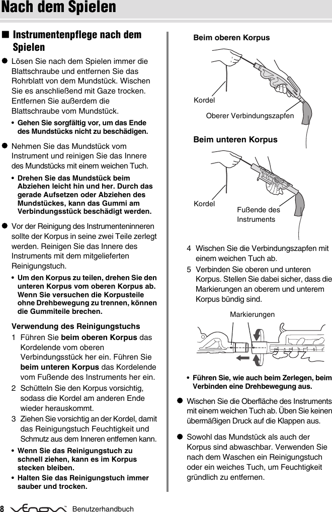 Page 8 of 10 - Yamaha Alto Venova YVS-120 Owner’s Manual Owner's De Om B0