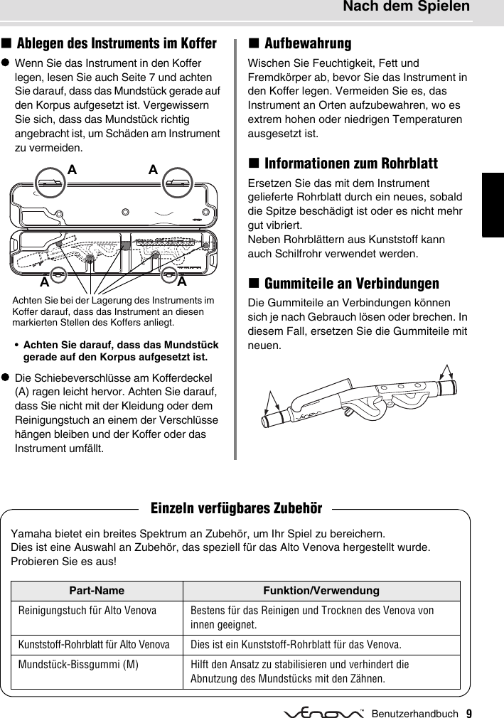 Page 9 of 10 - Yamaha Alto Venova YVS-120 Owner’s Manual Owner's De Om B0