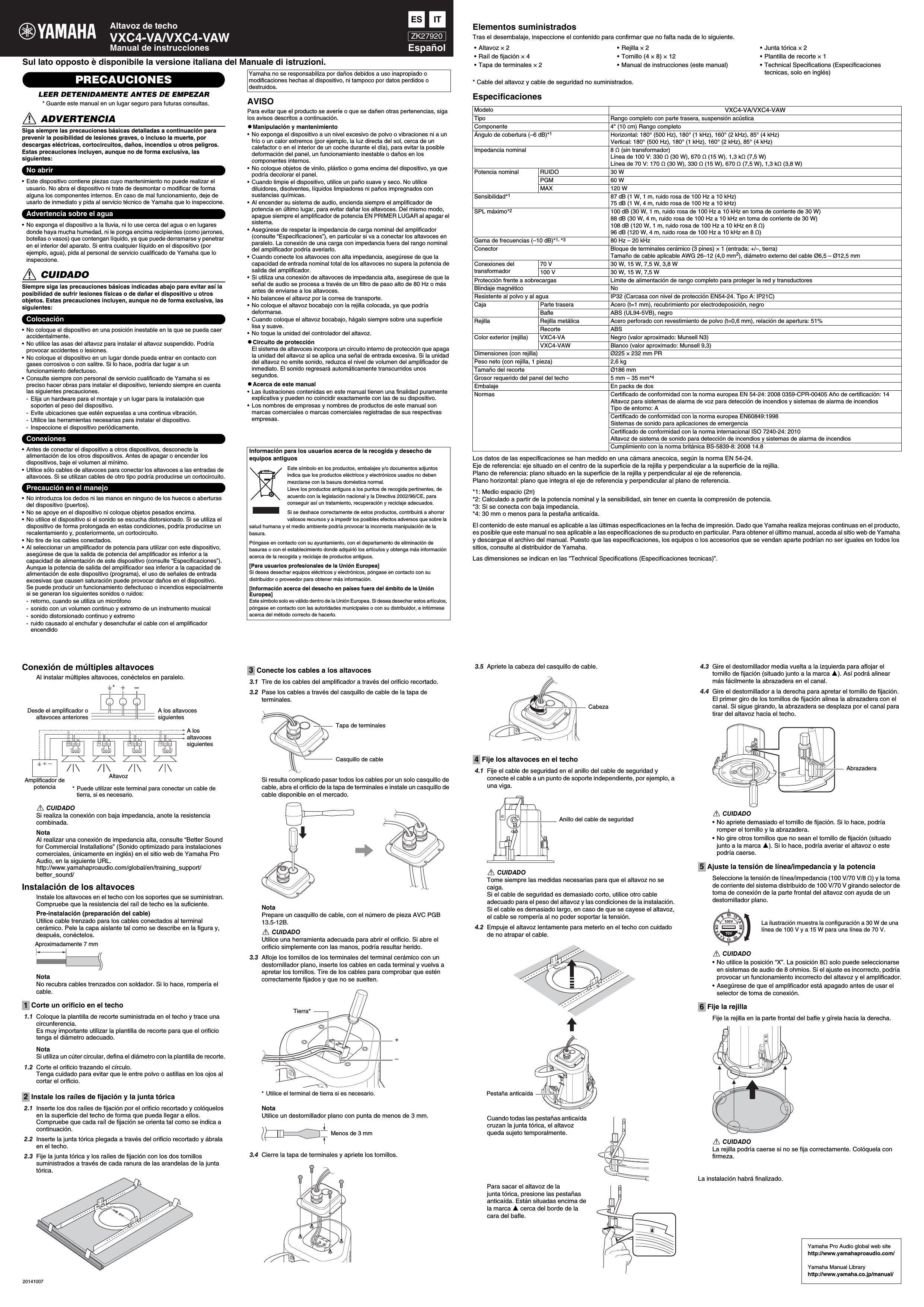 Page 1 of 1 - Yamaha VXC4-VA/VXC4-VAW Owner's Manual VXC4-VA VXC4-VAW Es Om B0