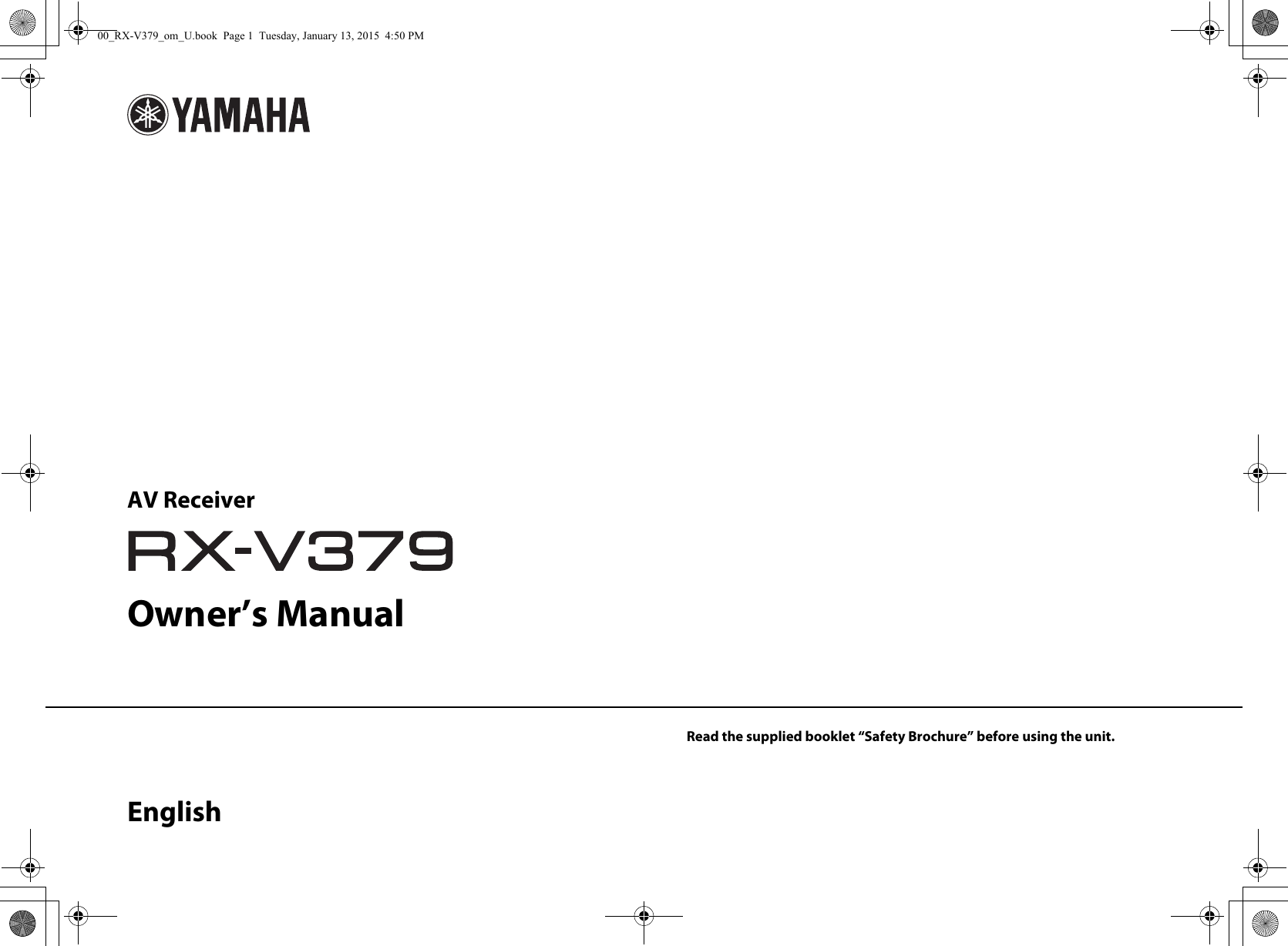 Yamaha RX V379 Owner's Manual Web YG903A0 EN1 Om UCA En