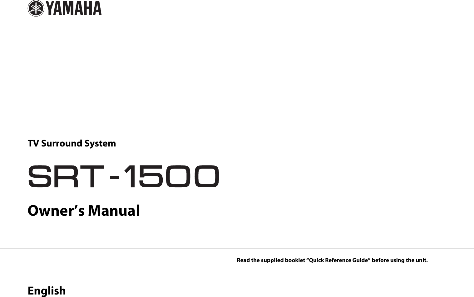 Yamaha SRT 1500 Owner's Manual Web YH259C0EN Om UCABGLHV En