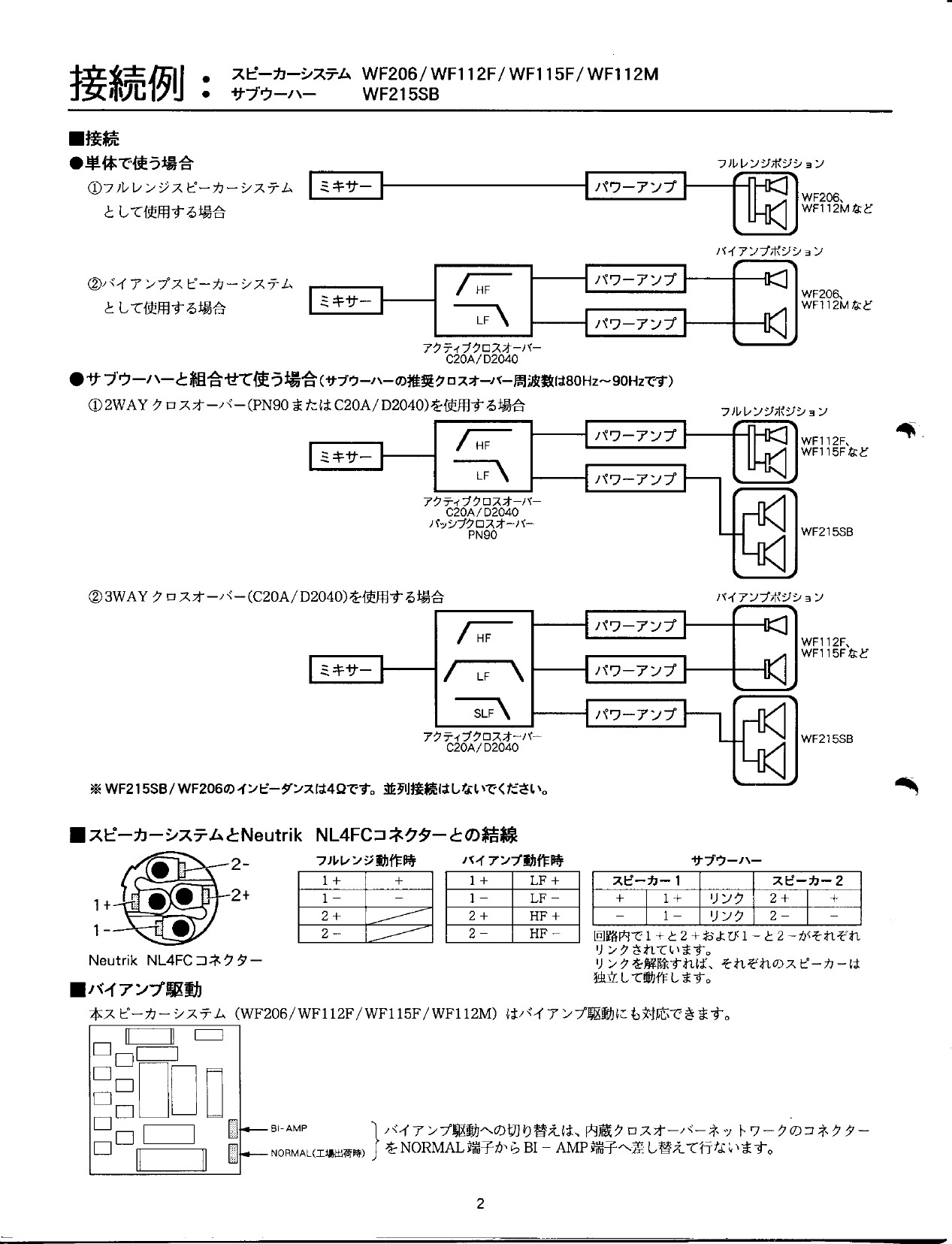Yamaha Wf206 Wf112f Wf115f Wf112m Wf215sb 取扱説明書 Wf206j