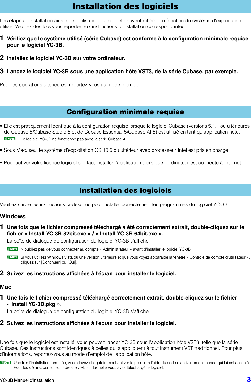 Page 3 of 4 - Yamaha YC-3B Manuel D'installation Installation Guide Fr Jg A0