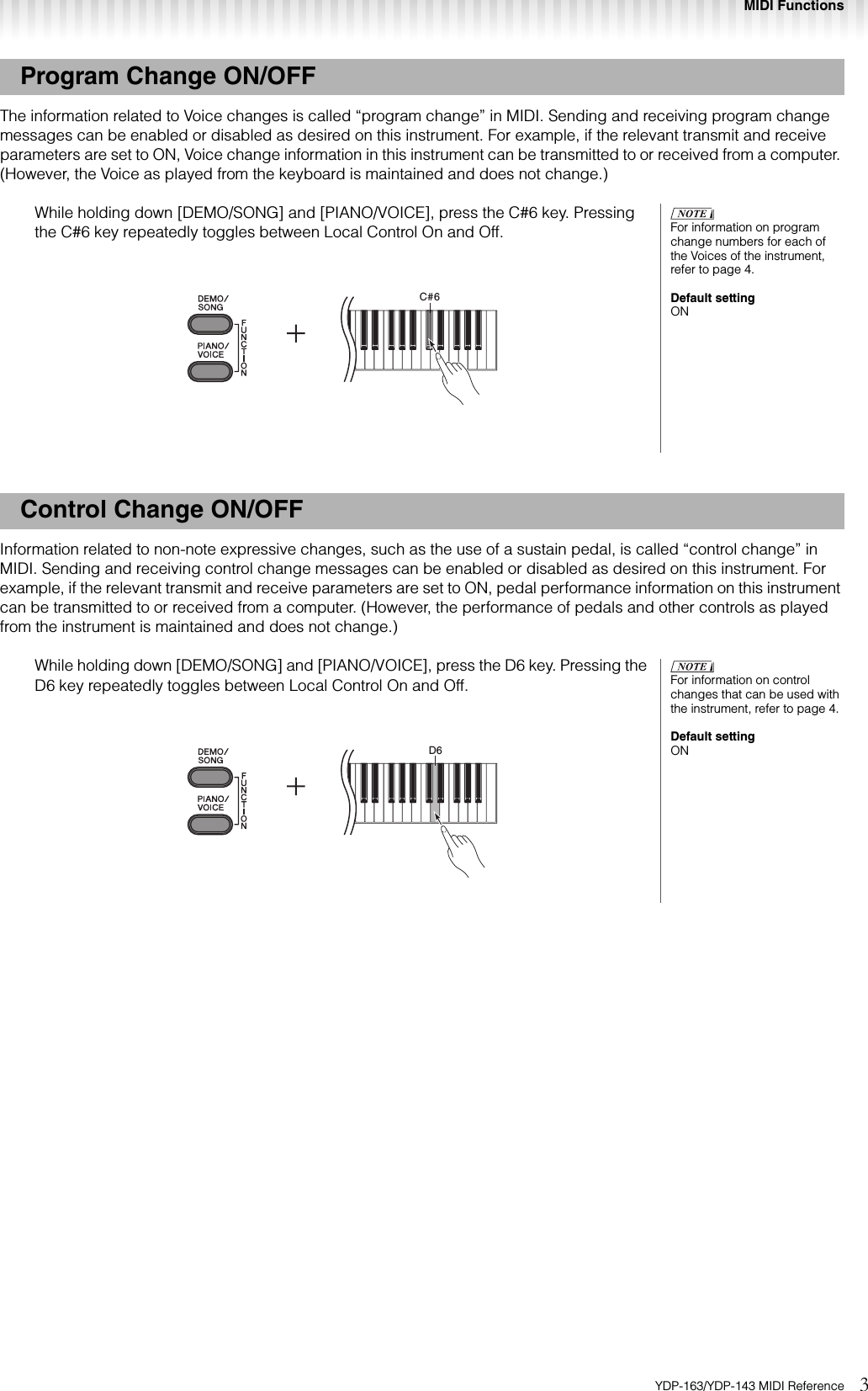 Page 3 of 8 - Yamaha YDP-163/YDP-143 MIDI Reference YDP-163_143 Ydp163 143 En Mr A0