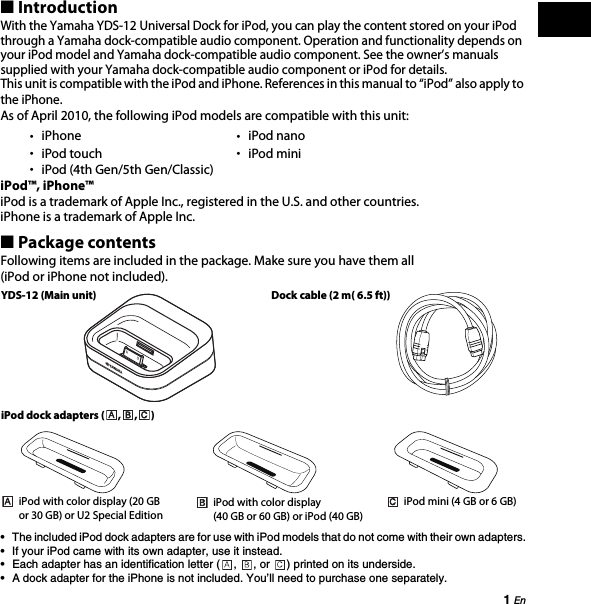 Page 6 of 11 - Yamaha YDS-12 Owner’s Manual Owner's