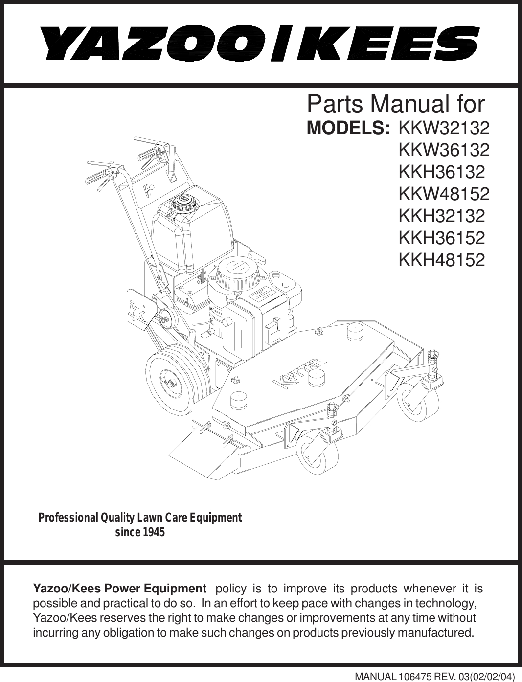 Yazoo Kees Kkh32132 Users Manual IPL, Kutter Series, 2004 02 ...