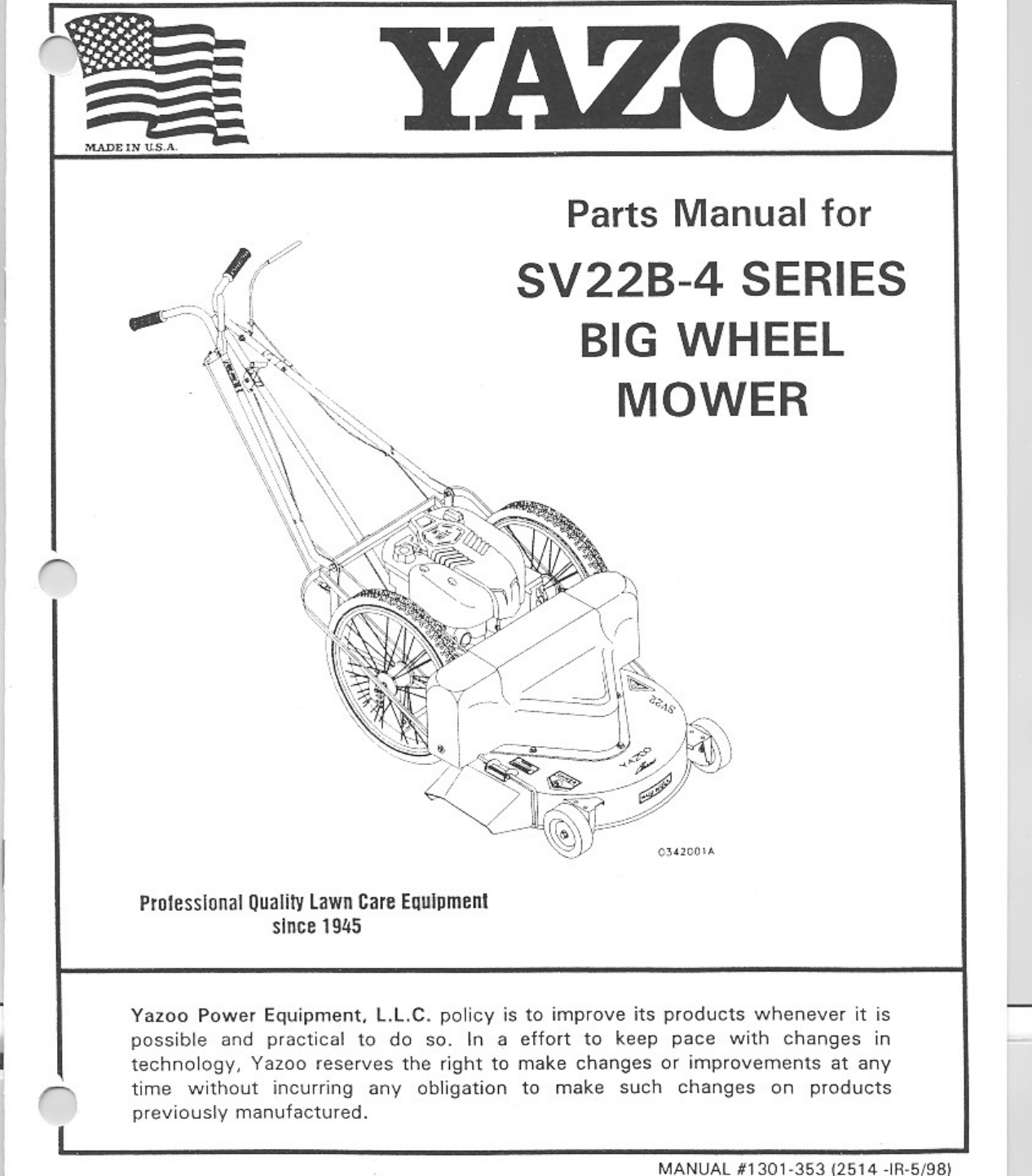 Yazoo Kees Sv22b 4 Series Users Manual