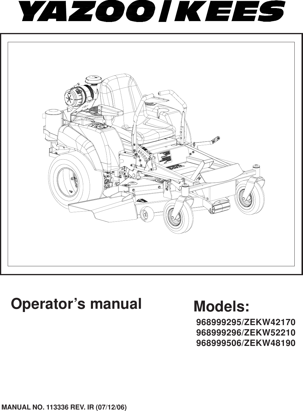 Yazoo Kees Zekw48190 Users Manual Op ManualIH