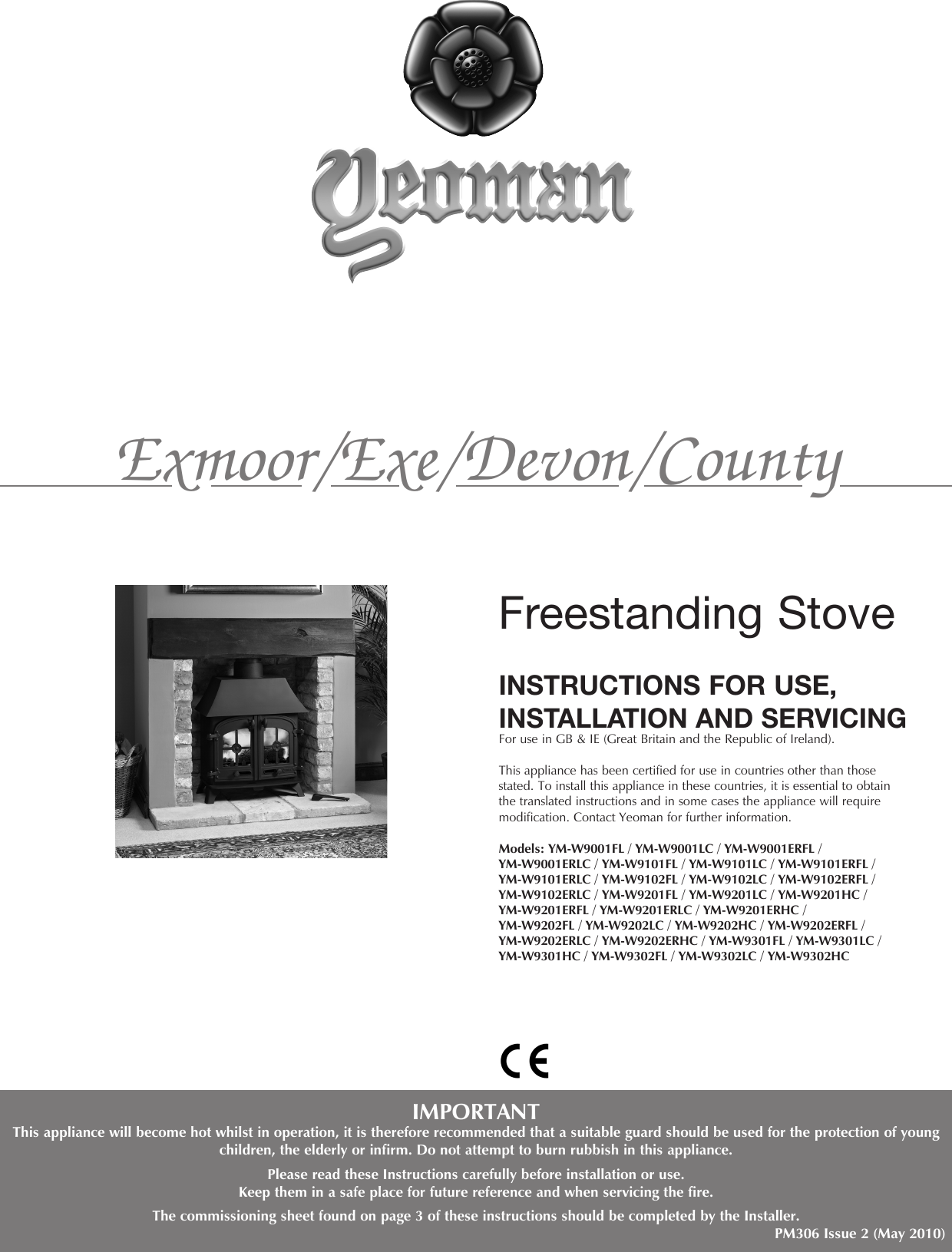 Yeoman Exmoor Ym W9001Fl Users Manual