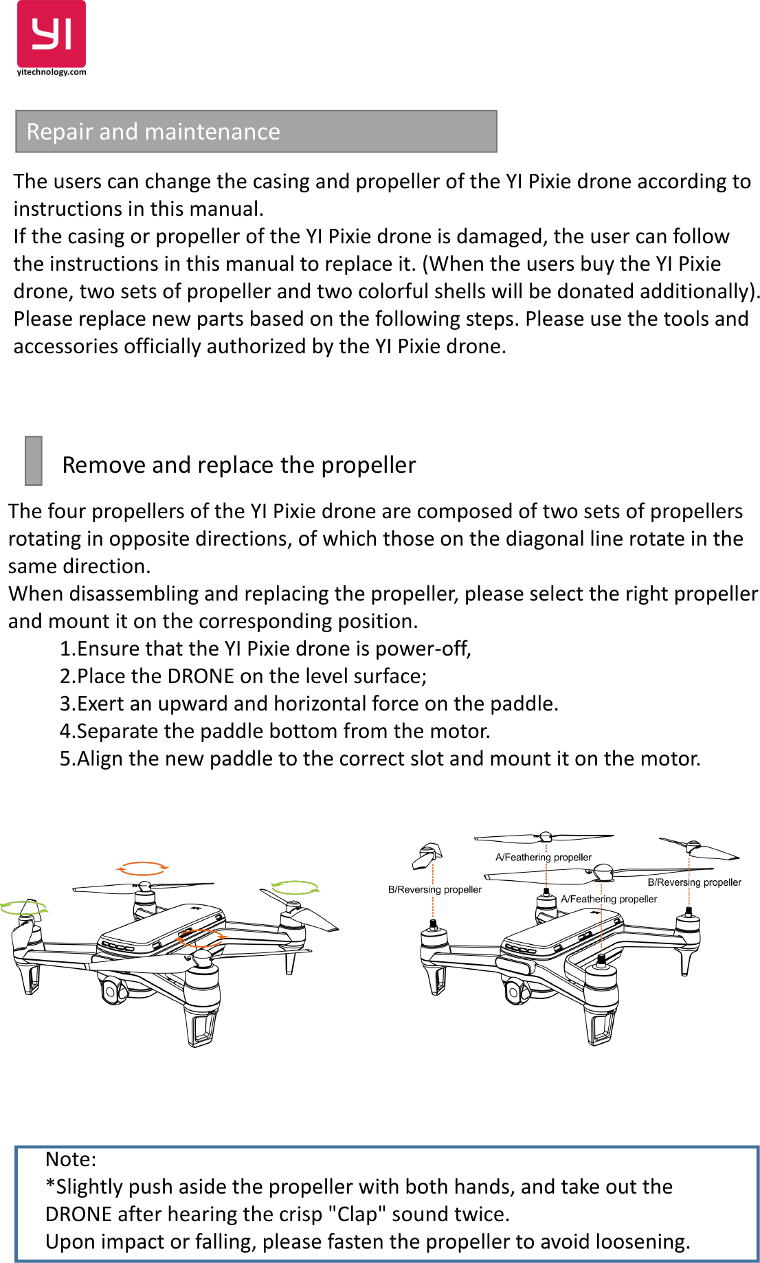 Page 19 of Yi Technology YFSF318 YI Pixie Drone User Manual 