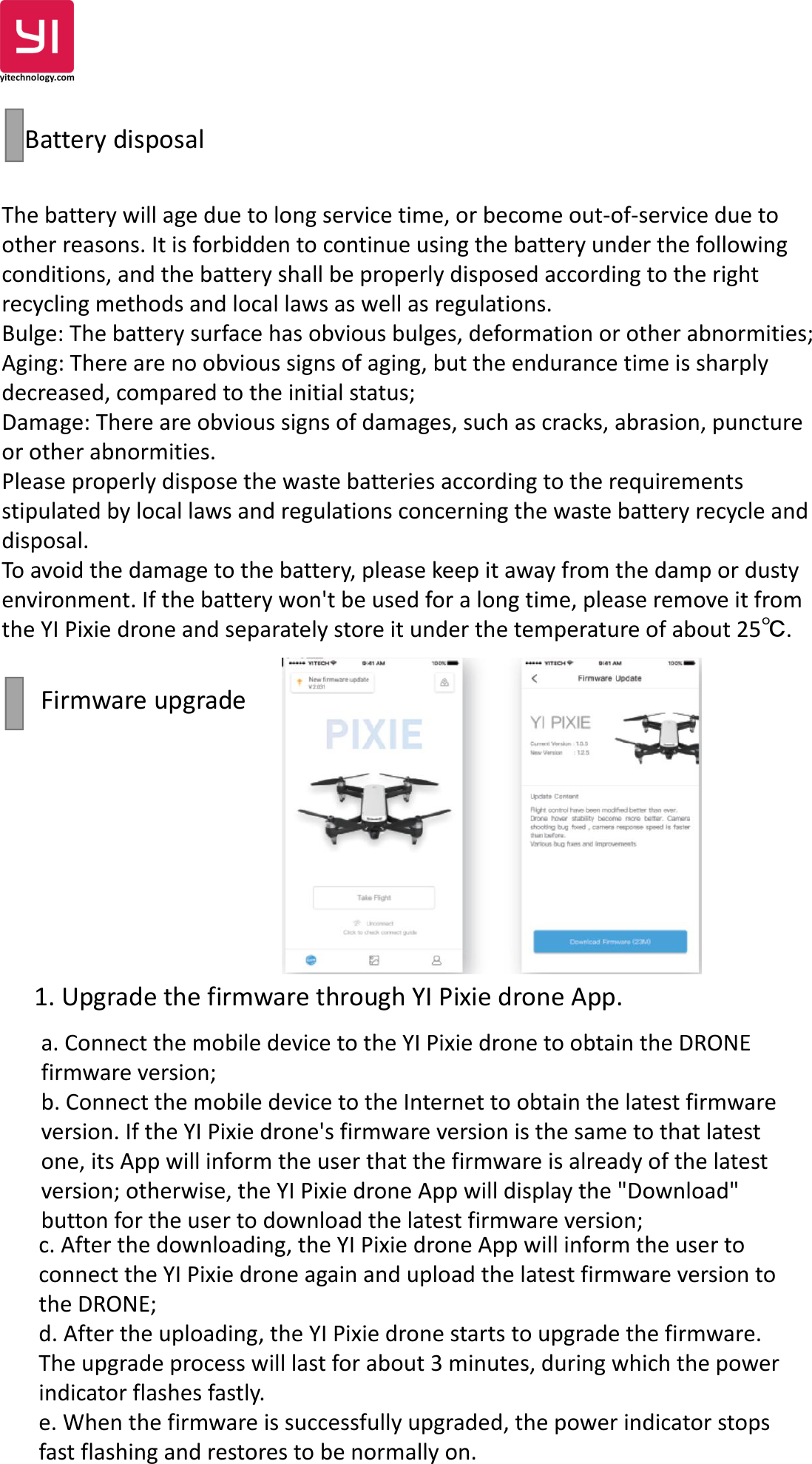 Page 21 of Yi Technology YFSF318 YI Pixie Drone User Manual 