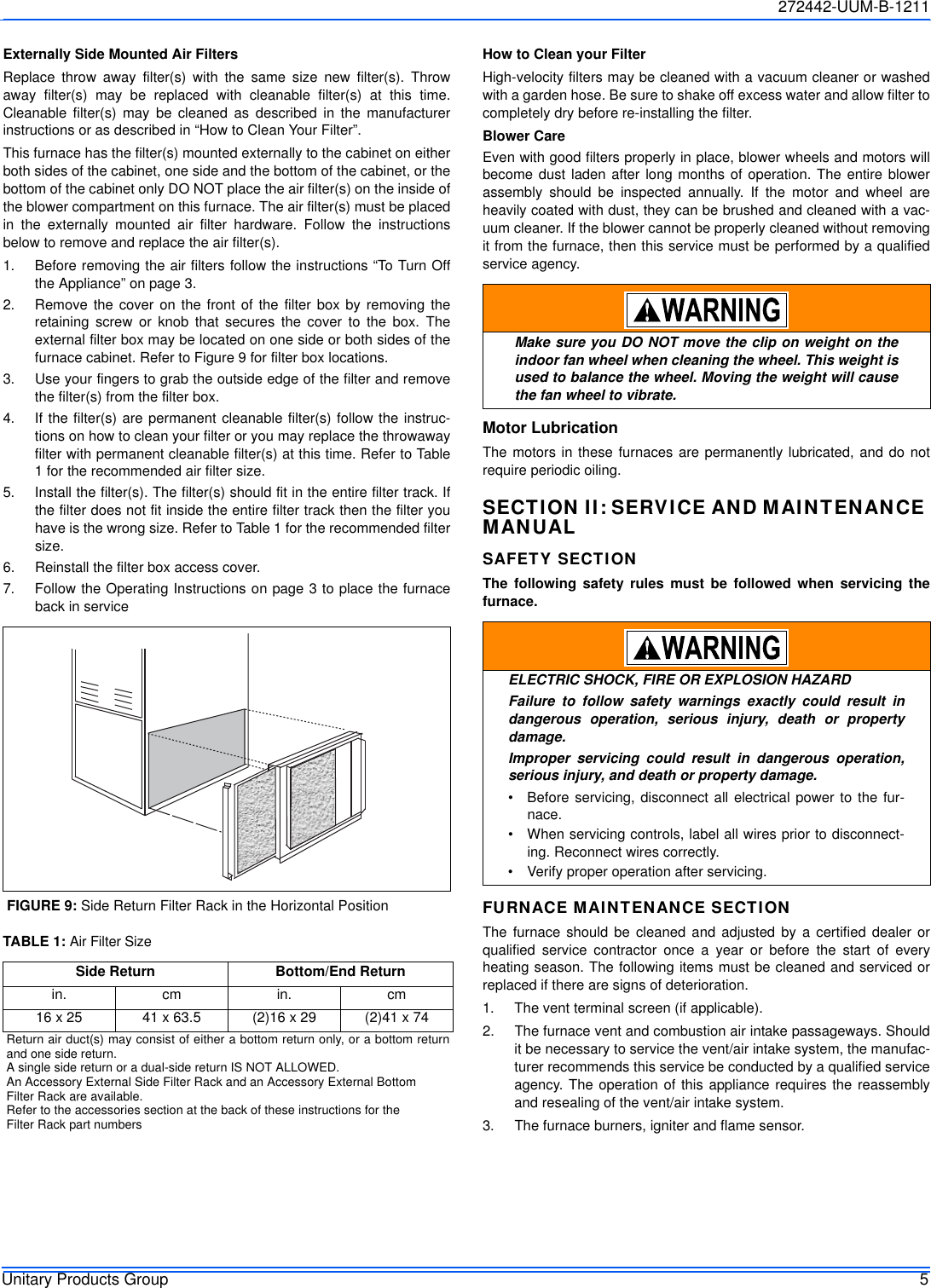 Page 5 of 12 - York Commercial-Gy8S-E-Furnace-Users-Manual 272442-UUM-B-1211  York-commercial-gy8s-e-furnace-users-manual