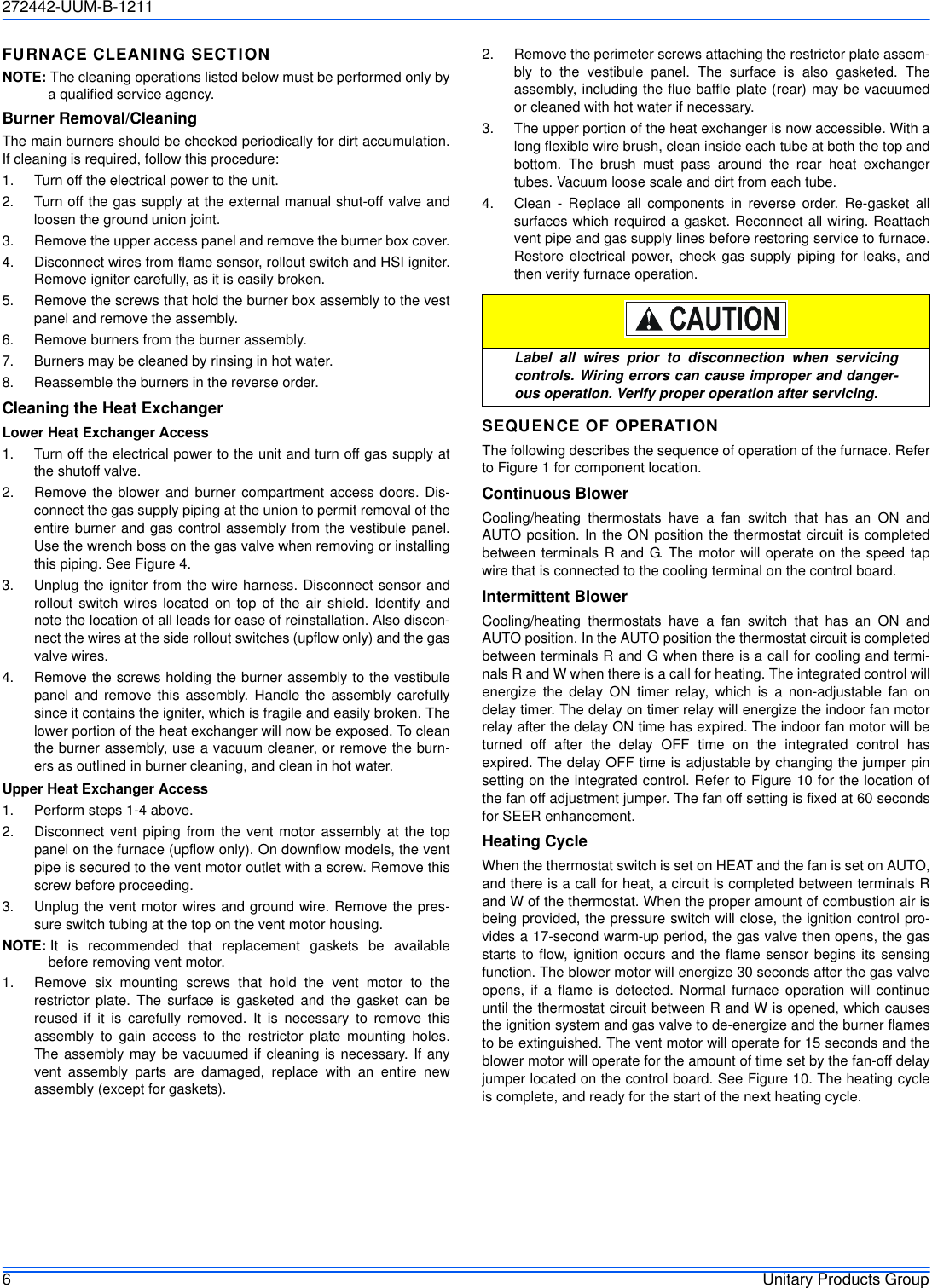 Page 6 of 12 - York Commercial-Gy8S-E-Furnace-Users-Manual 272442-UUM-B-1211  York-commercial-gy8s-e-furnace-users-manual