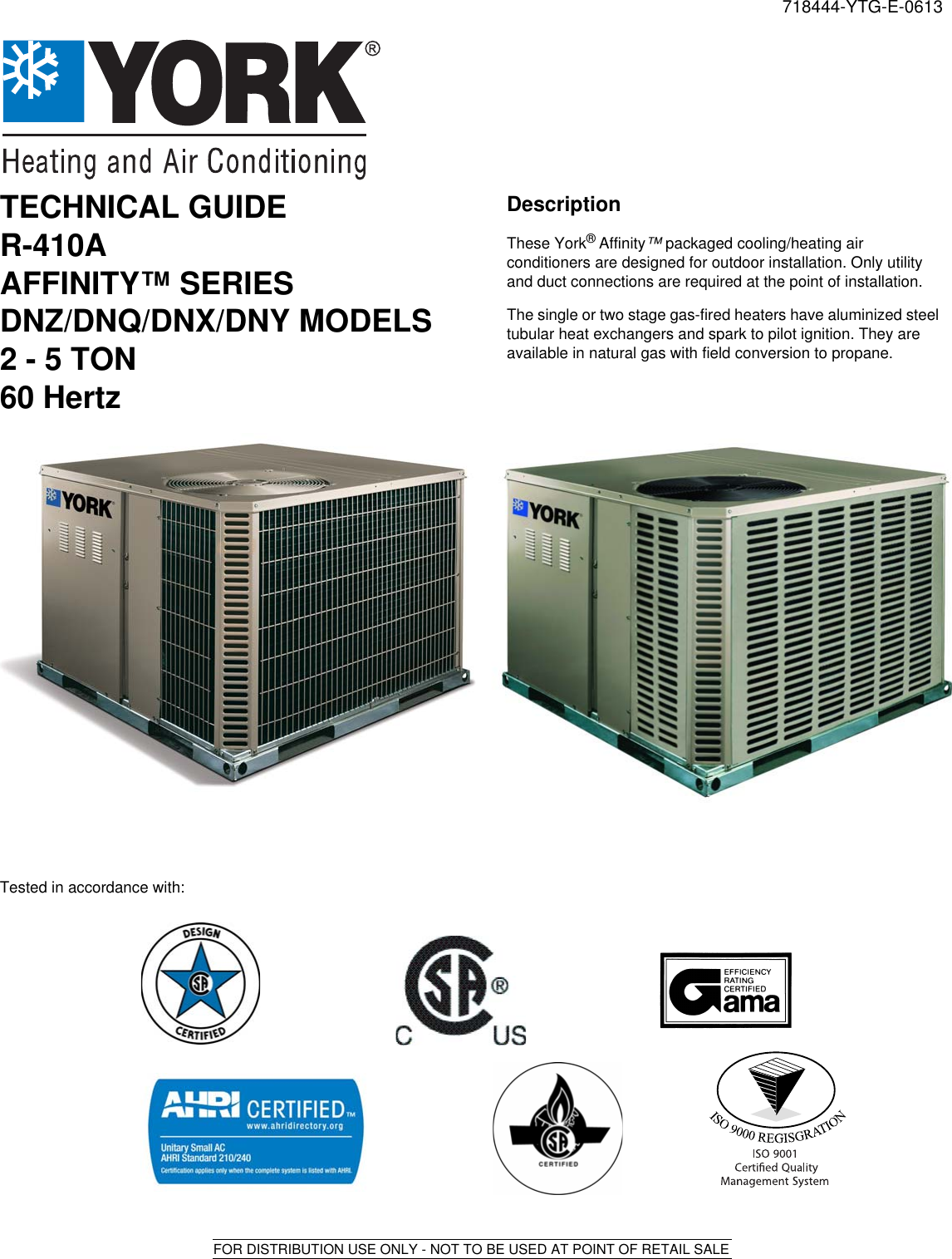 York Dnq Affinity R410A Technical Guide 718444 YTG E 0613