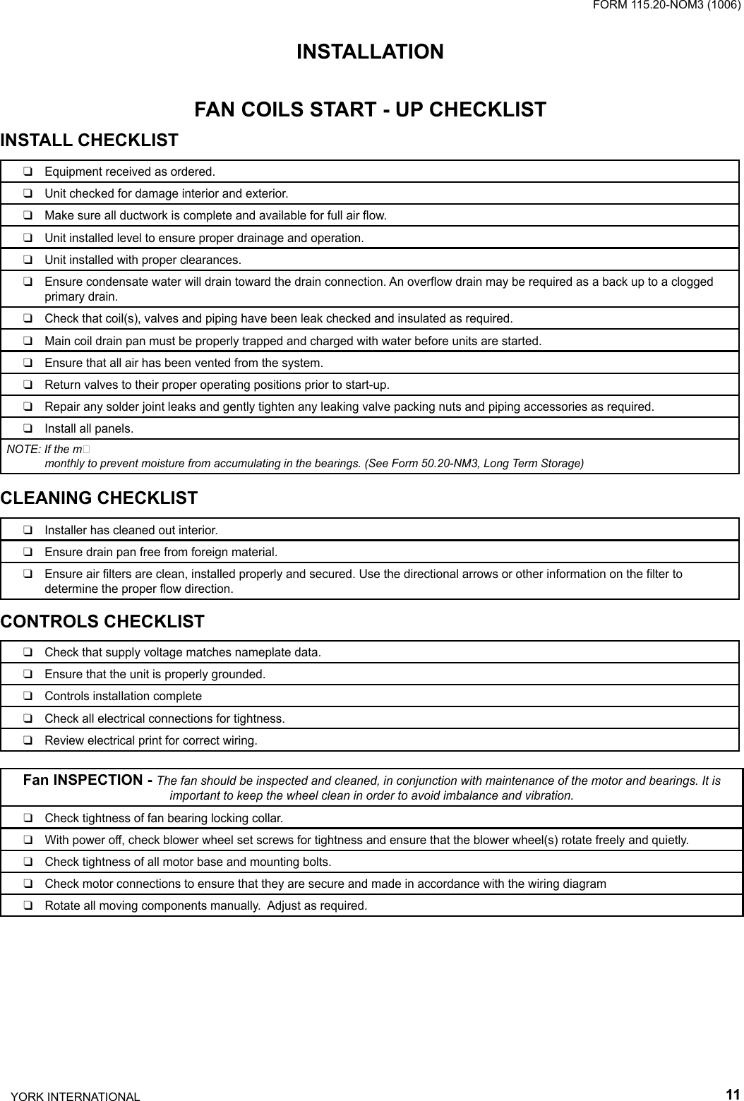 Page 11 of 12 - York Fan-Coil-Yvc-Users-Manual 115.20-NOM3 (1006)  York-fan-coil-yvc-users-manual