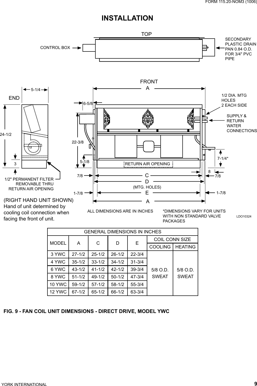 Page 9 of 12 - York Fan-Coil-Yvc-Users-Manual 115.20-NOM3 (1006)  York-fan-coil-yvc-users-manual