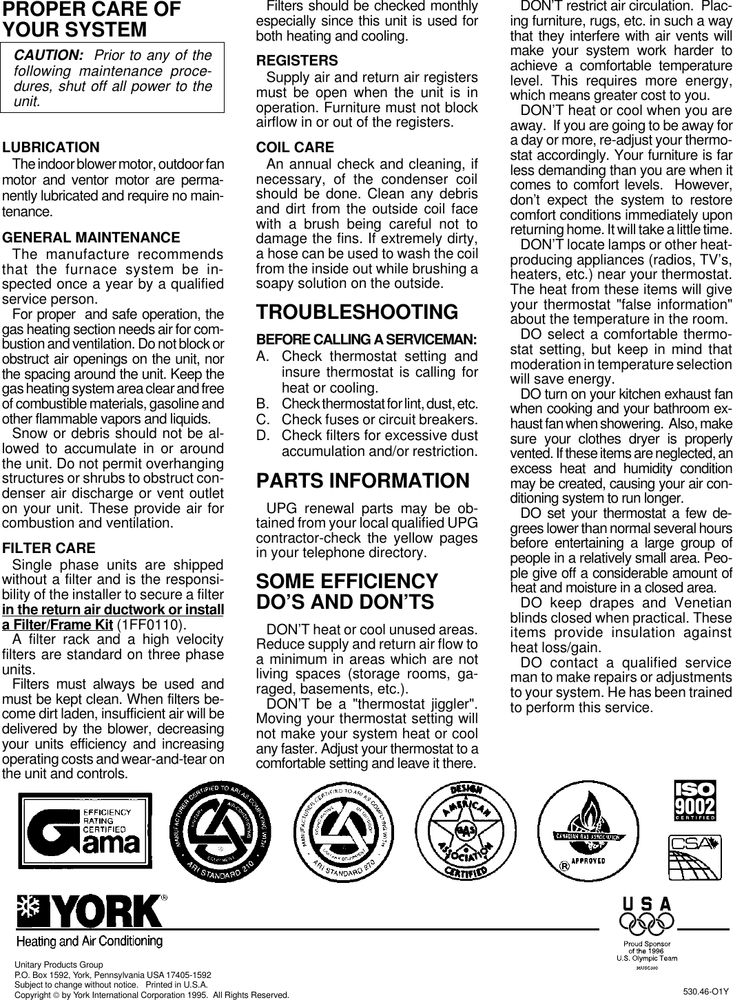 Page 4 of 4 - York Heating-And-Air-Conditioner-Users-Manual  York-heating-and-air-conditioner-users-manual