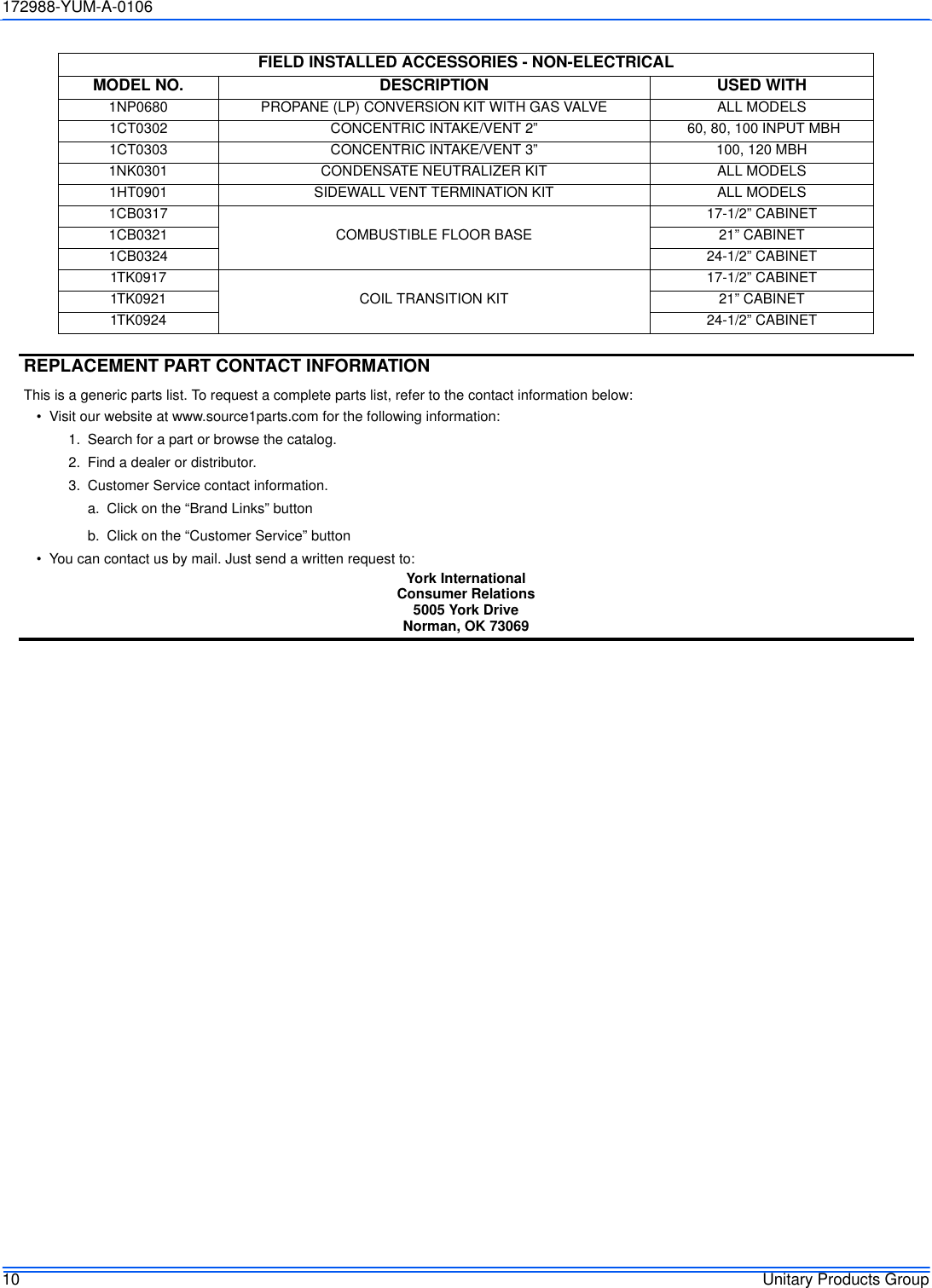 Page 10 of 12 - York Pc9-Users-Manual 172988-YUM-A-0106  York-pc9-users-manual