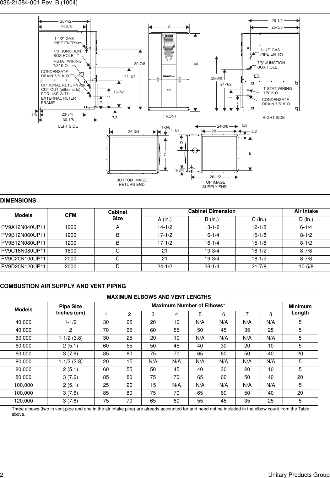 Page 2 of 8 - York Pv9-Users-Manual 036-21584-001-B-1004  York-pv9-users-manual