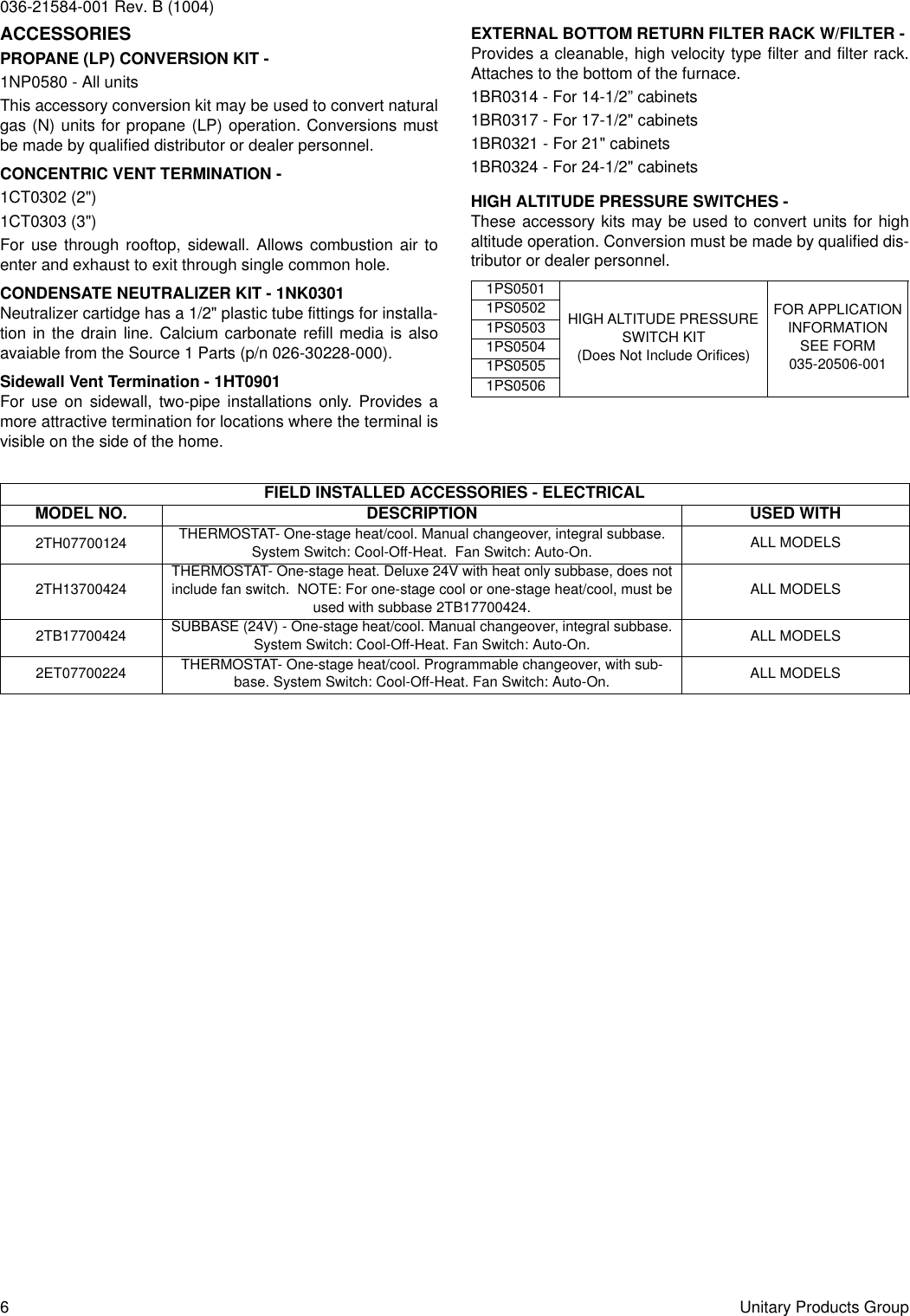 Page 6 of 8 - York Pv9-Users-Manual 036-21584-001-B-1004  York-pv9-users-manual