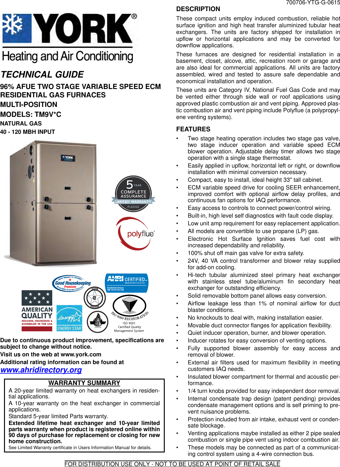 Page 1 of 4 - York Tm9V-Technical-Guide 700706-YTG-G-0615  York-tm9v-technical-guide