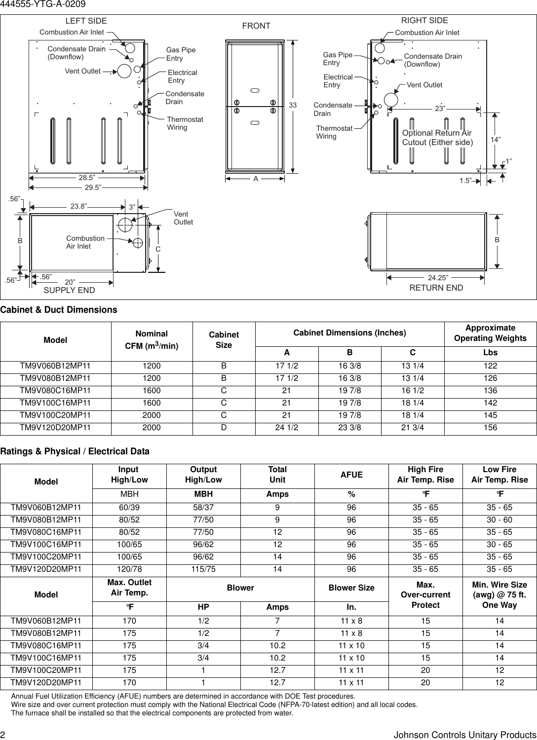 York Tm9V Users Manual 444555 YTG A 0209