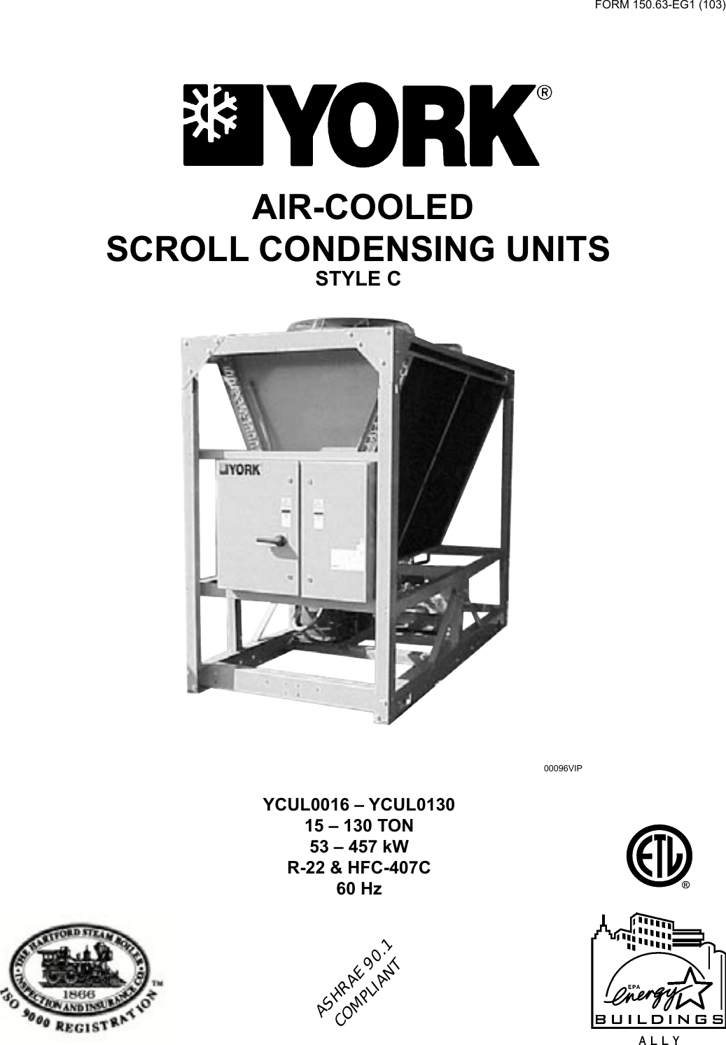 York Ycul0016 Users Manual 150.63 EG1