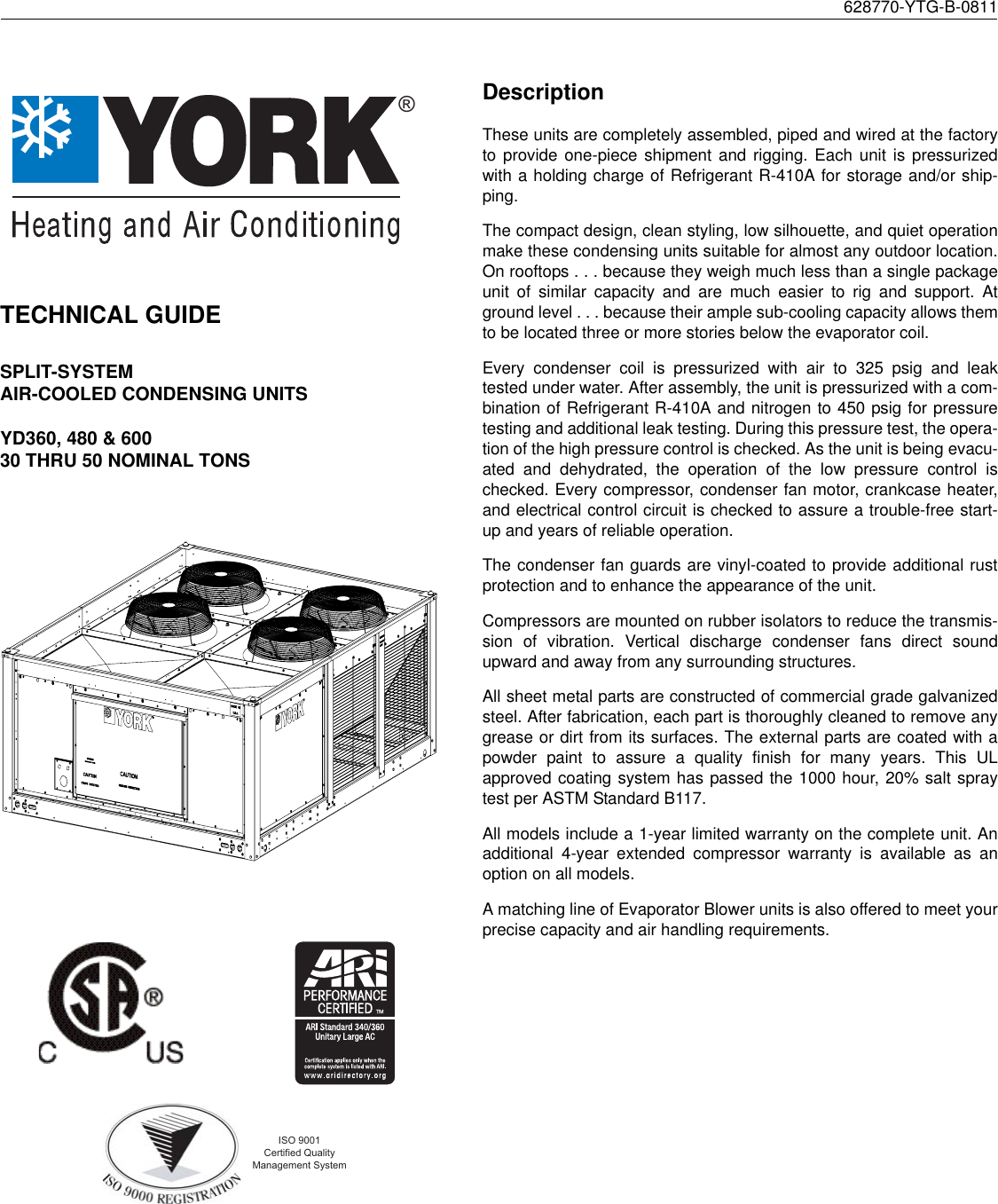 York Yd Millennium Technical Guide 628770 YTG B 0811