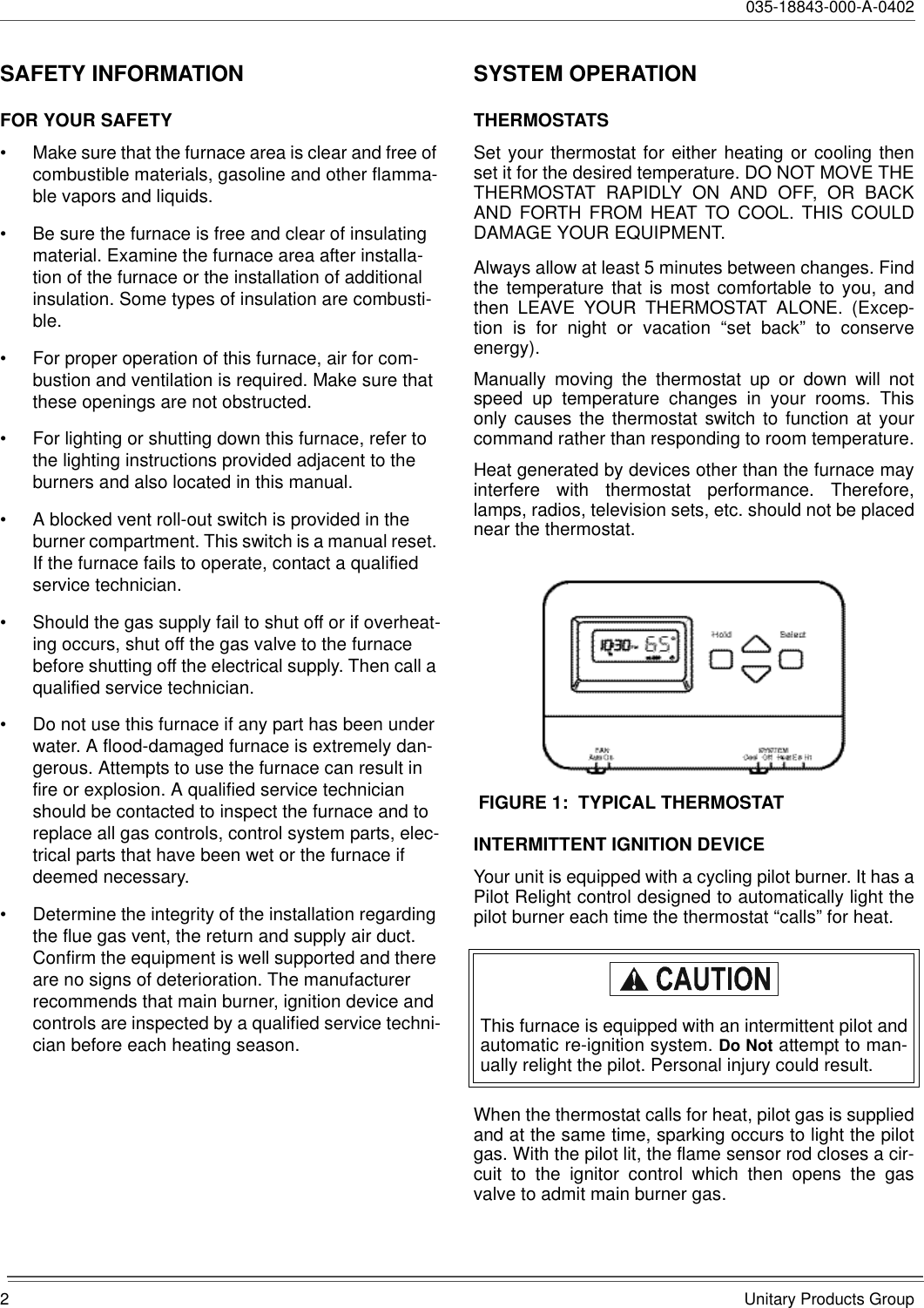 Page 2 of 8 - York York-Air-Conditioner-035-18843-000-A-0402-Users-Manual Maintenance, User & Service Manual  York-york-air-conditioner-035-18843-000-a-0402-users-manual