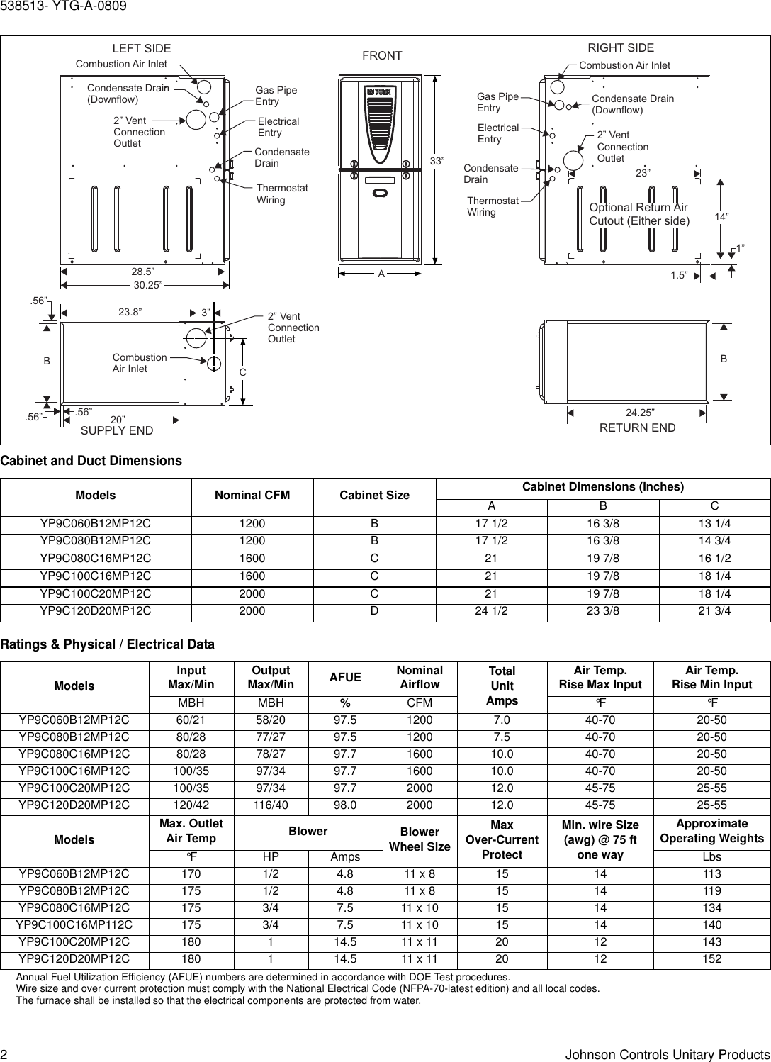 York Yp9c C Users Manual 538510 Utg A 0809