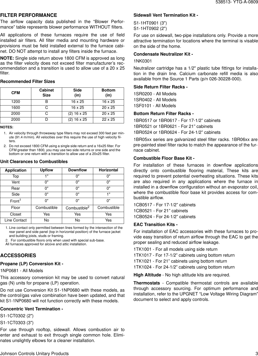 Page 3 of 4 - York Yp9C-C-Users-Manual 538510- UTG-A-0809  York-yp9c-c-users-manual