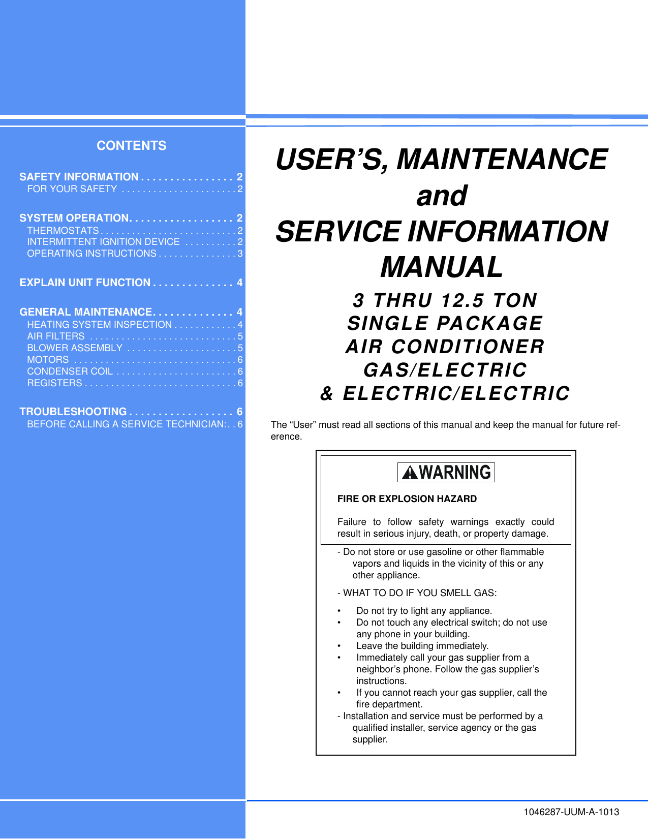 Page 1 of 10 - York Zx-Prestige-Rooftop-Unit-Users-Manual 1046287-UUM-A-1013  York-zx-prestige-rooftop-unit-users-manual