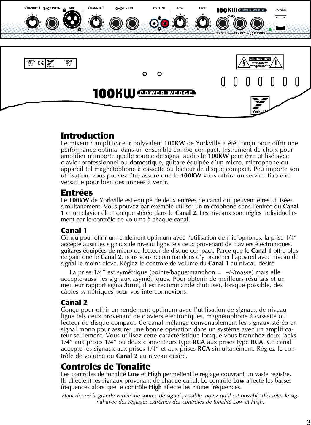 Page 5 of 8 - Yorkville 100W-Users-Manual Manual-Owners-100kw-1v9  Yorkville-100w-users-manual