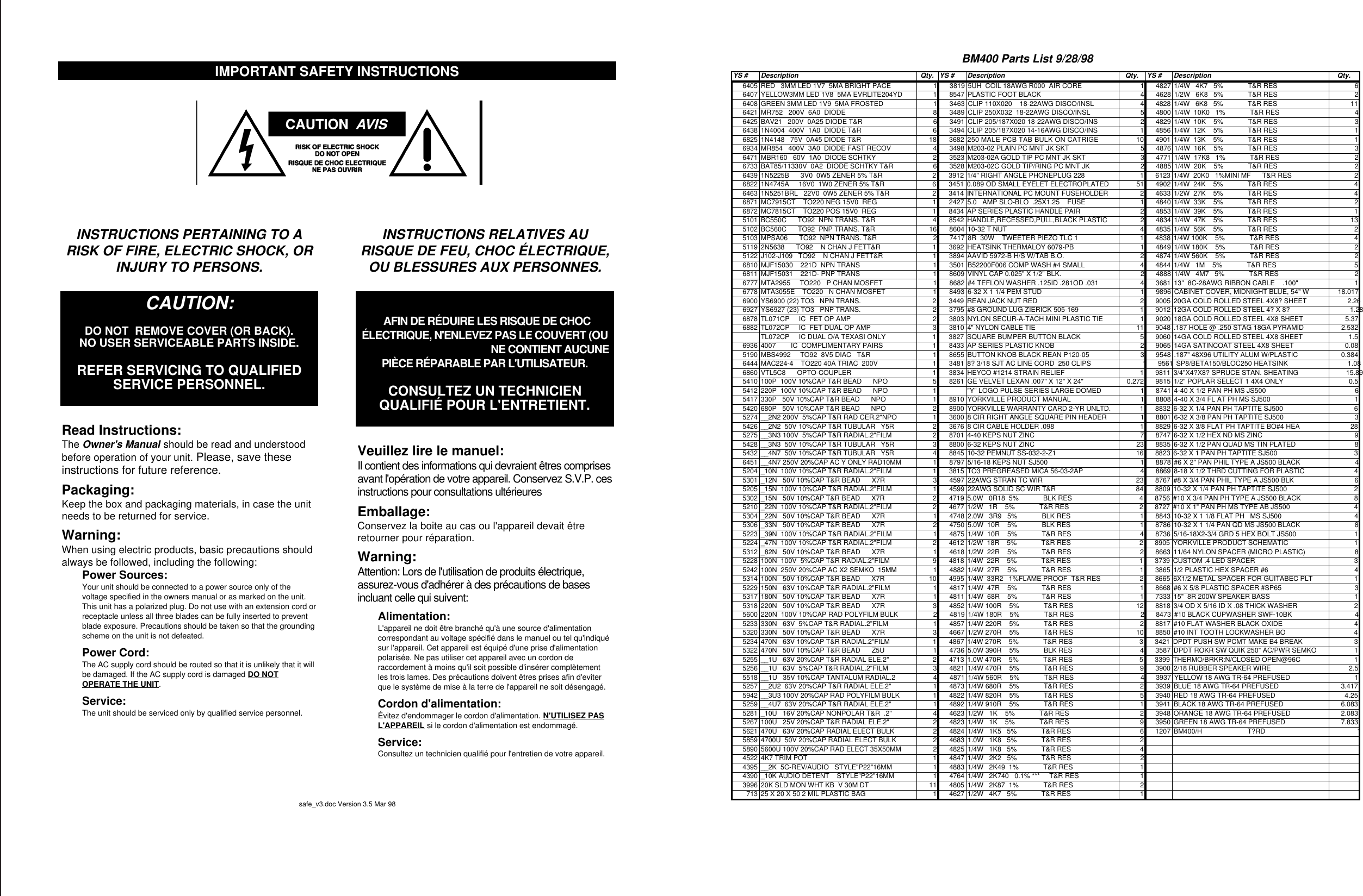 Page 2 of 6 - Yorkville Bass-Master-400-Users-Manual  Yorkville-bass-master-400-users-manual