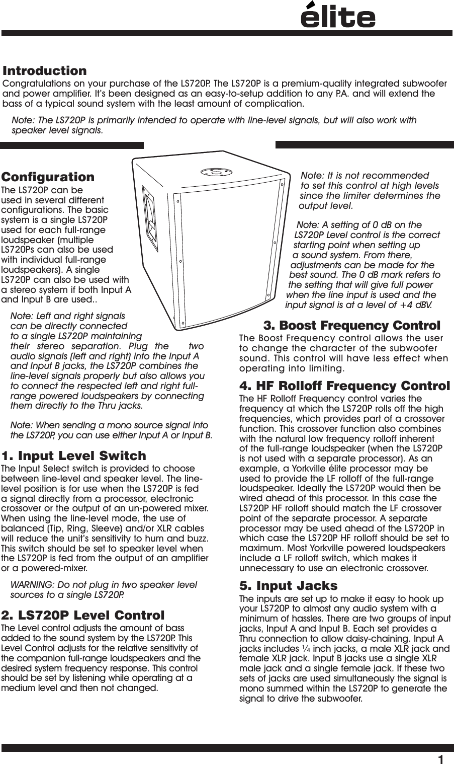 Page 3 of 12 - Yorkville Ls720P-Owner-S User Manual Yorkville-ls720p-owner-s-manual