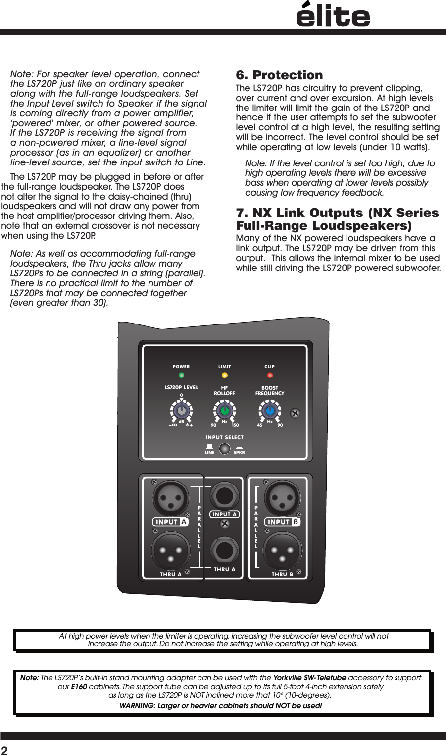 Page 4 of 12 - Yorkville Ls720P-Owner-S User Manual Yorkville-ls720p-owner-s-manual