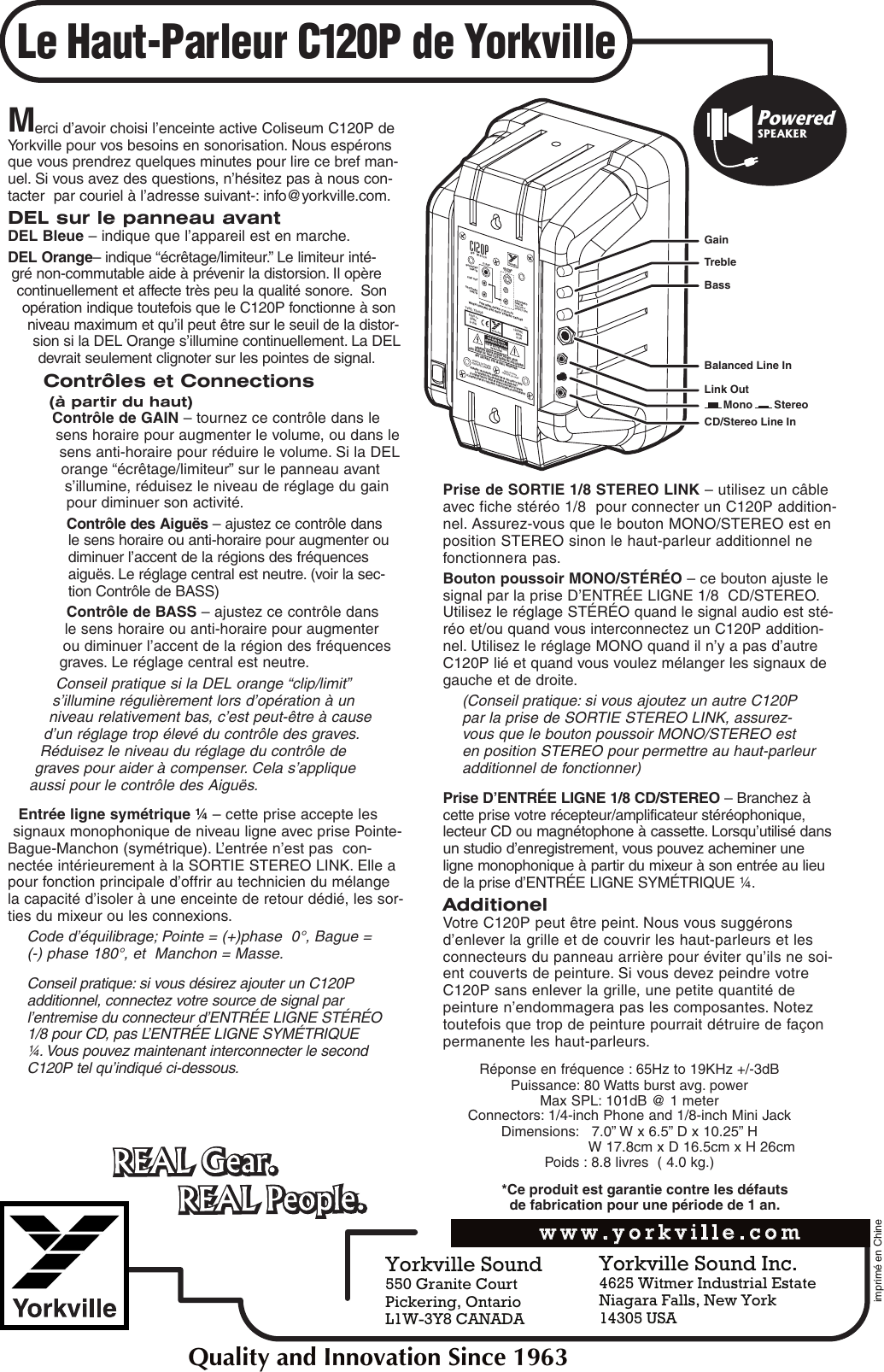 Page 3 of 4 - Yorkville Speaker-C120P-Users-Manual Yorkville-speaker-c120p-users-manual