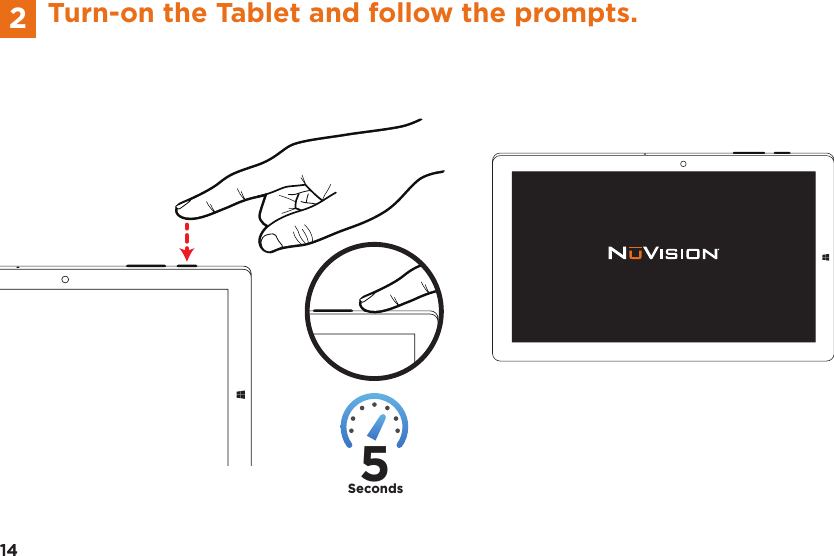 5Seconds14Turn-on the Tablet and follow the prompts.142