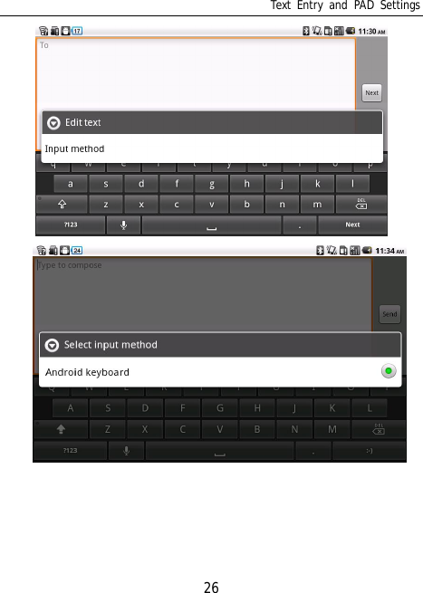 Text Entry and PAD Settings26