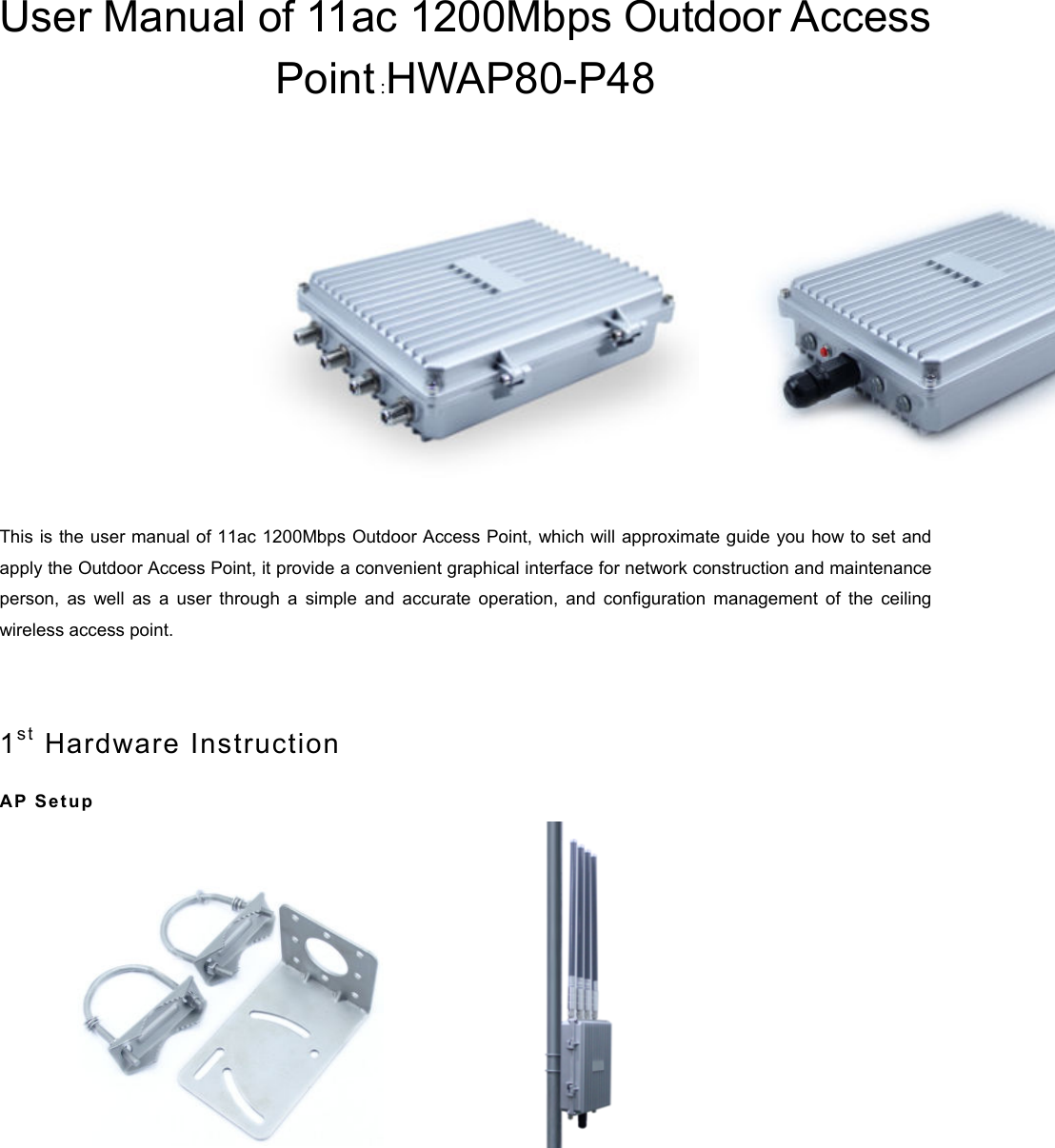 Page 1 of Yunlink Technology P48 Outdoor Access Point User Manual HWAP80 P48                                  